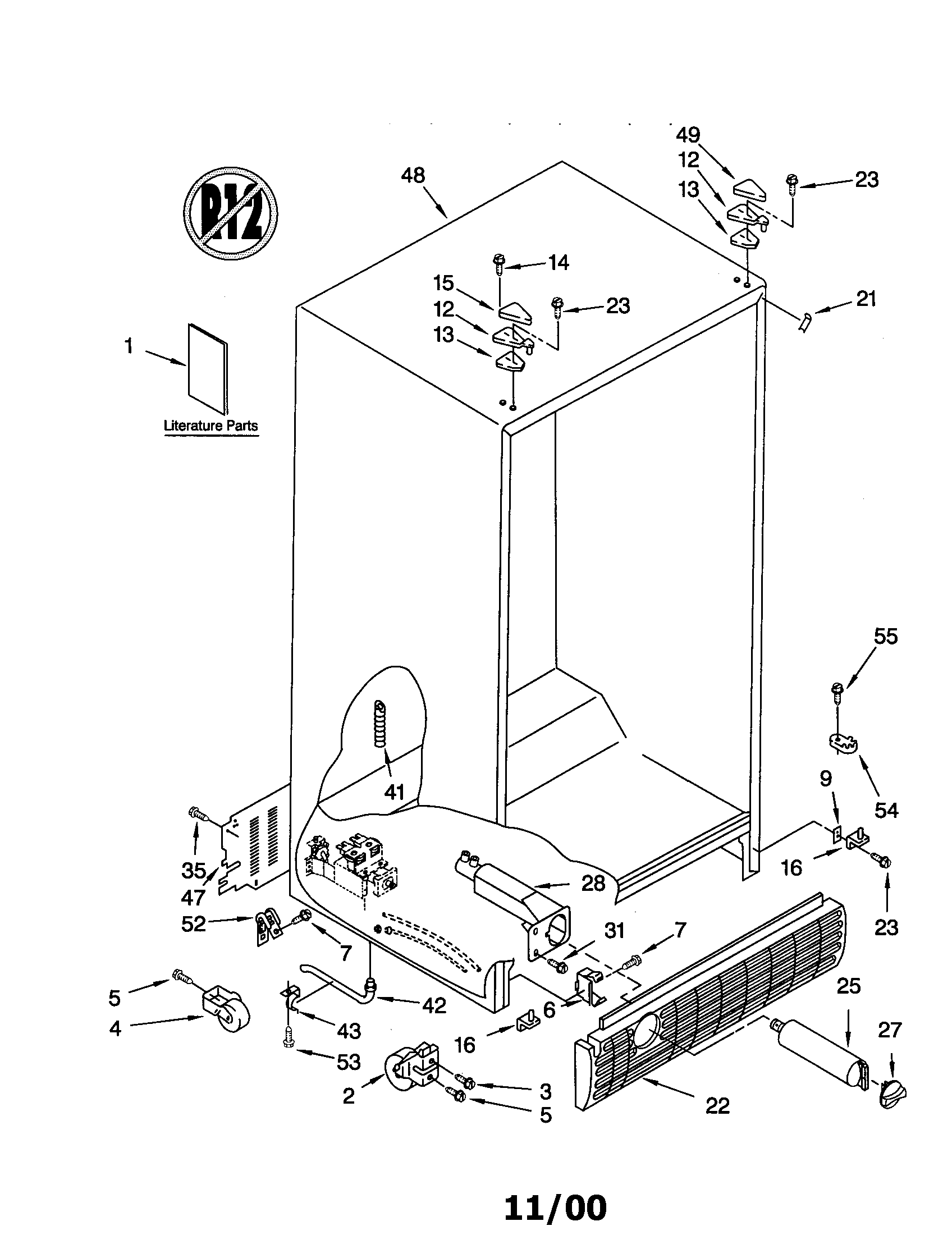 KitchenAid KSRV25FHWH01 cabinet diagram