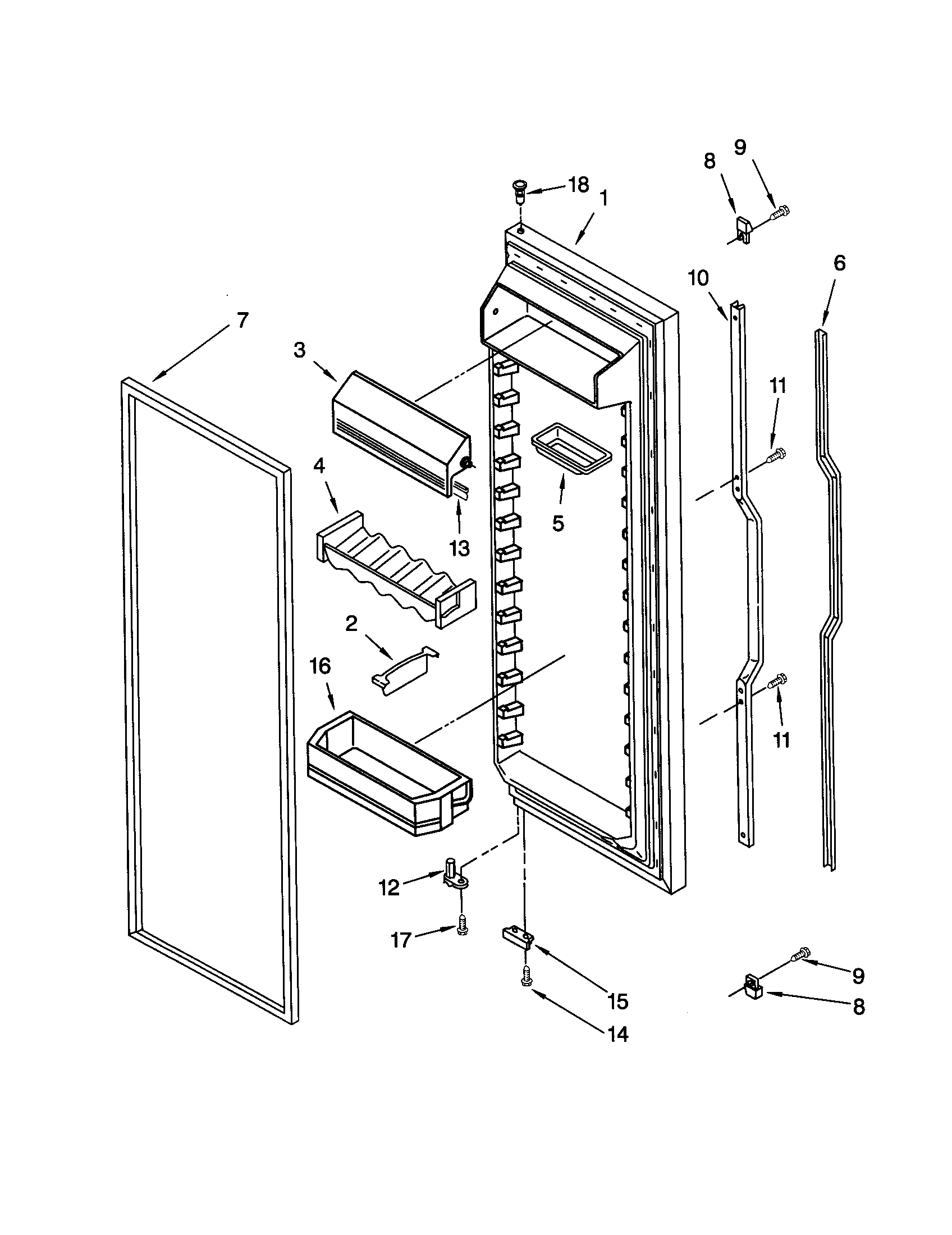 KitchenAid KSRV25FHWH01 refrigerator door diagram