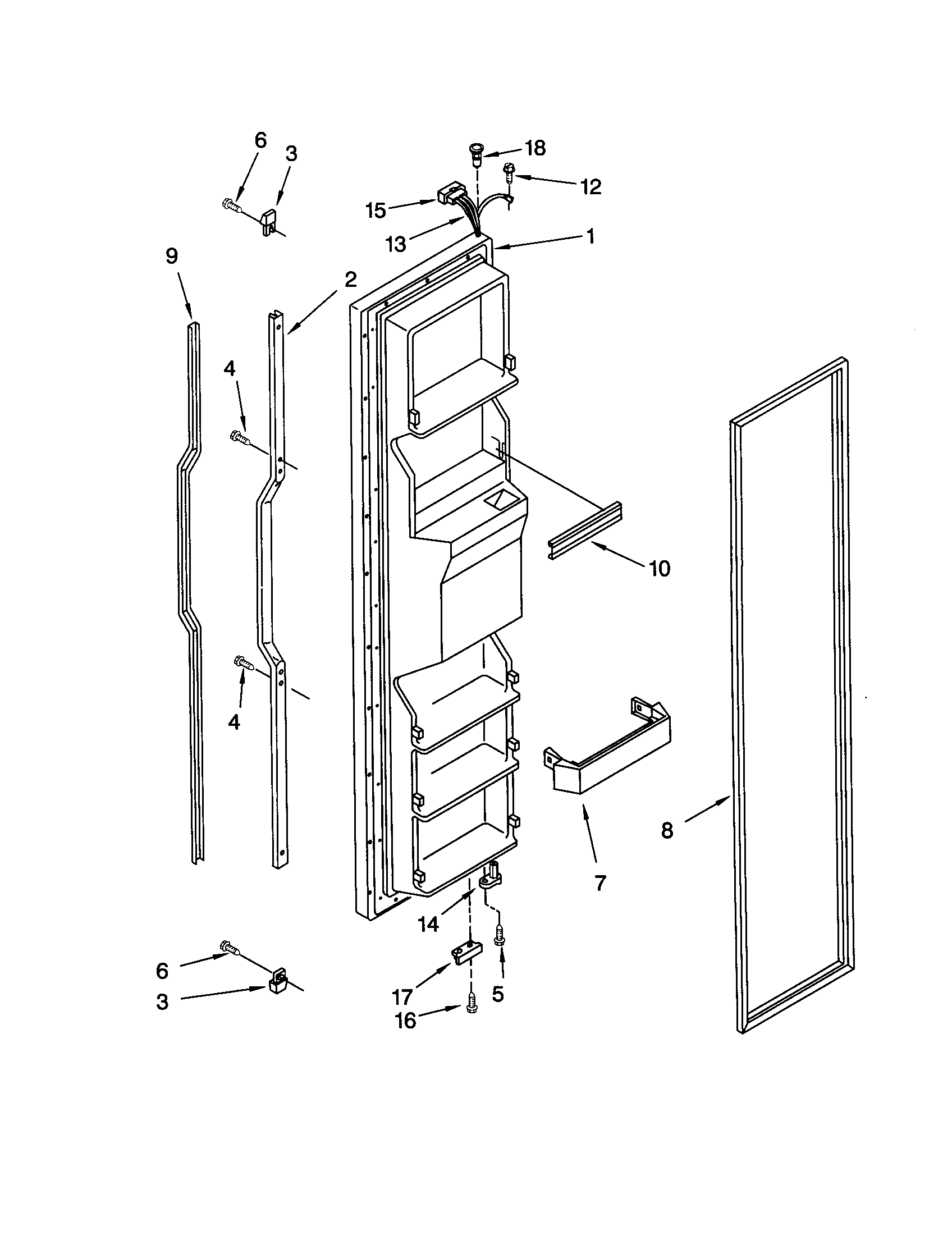 KitchenAid KSRV25FHWH01 freezer door diagram