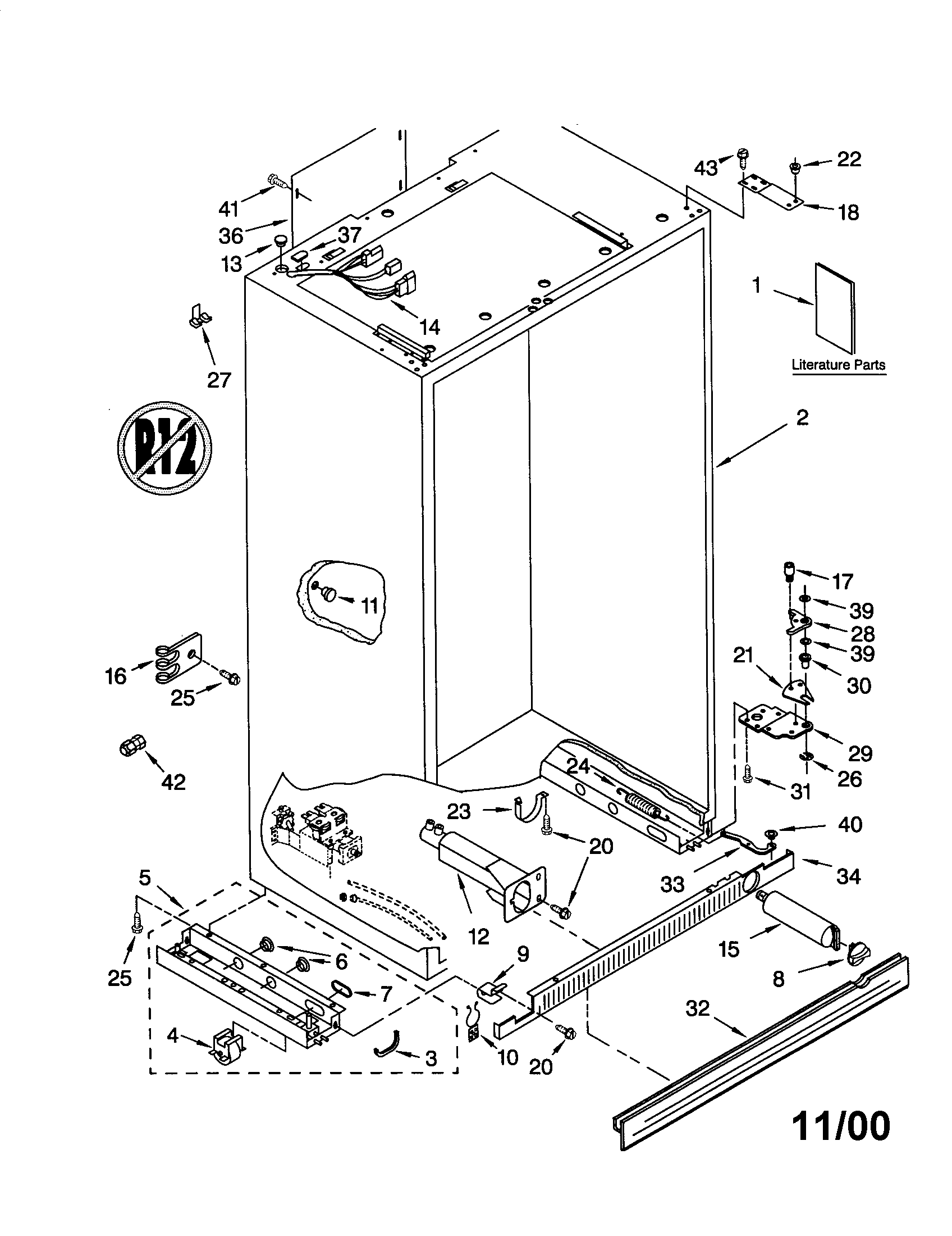 KitchenAid KSSS36QJX00 cabinet diagram