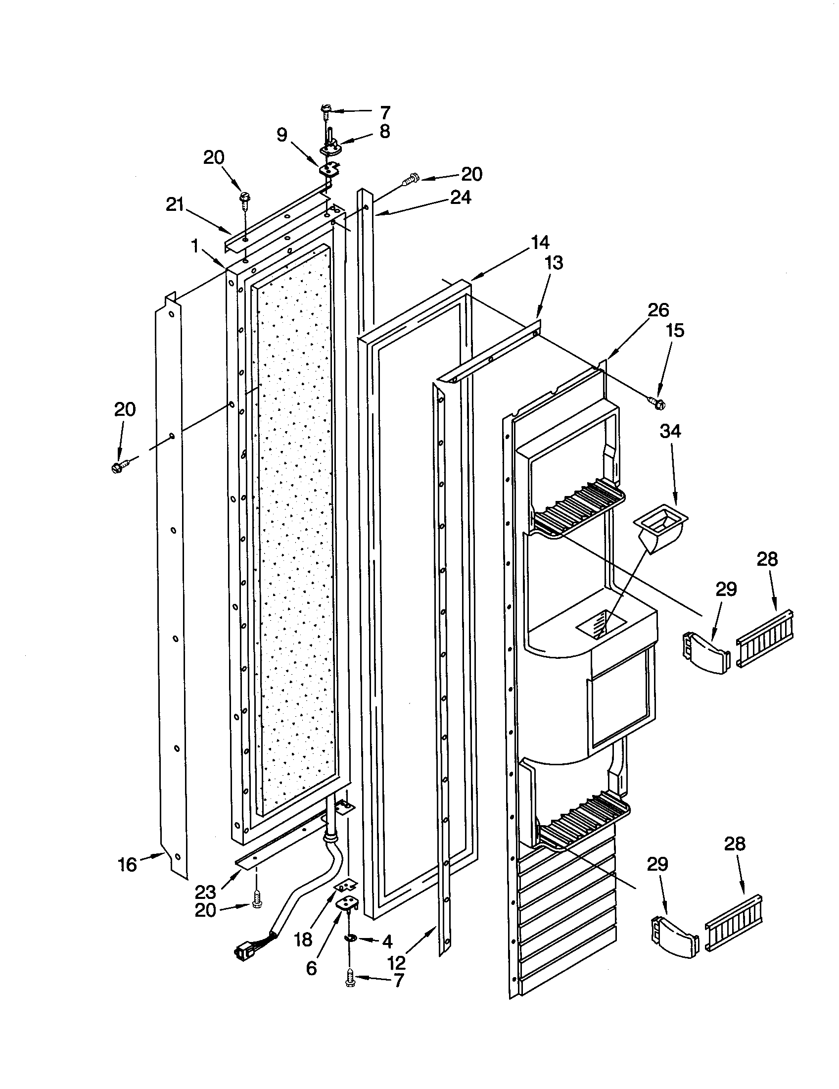 KitchenAid KSSS36QJX00 freezer door diagram