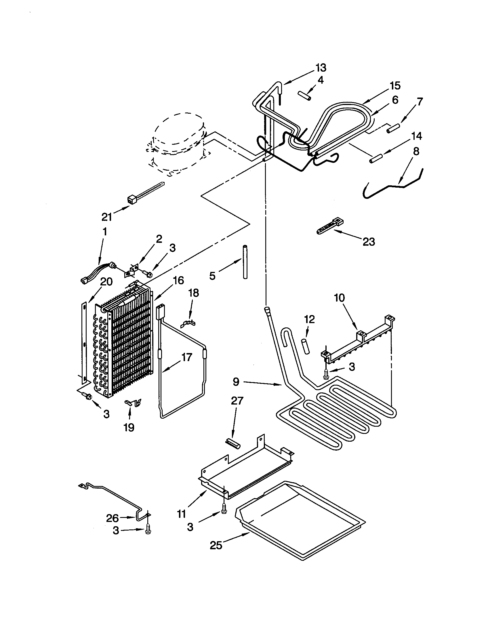 KitchenAid KSSS36QJX00 lower unit and tube diagram