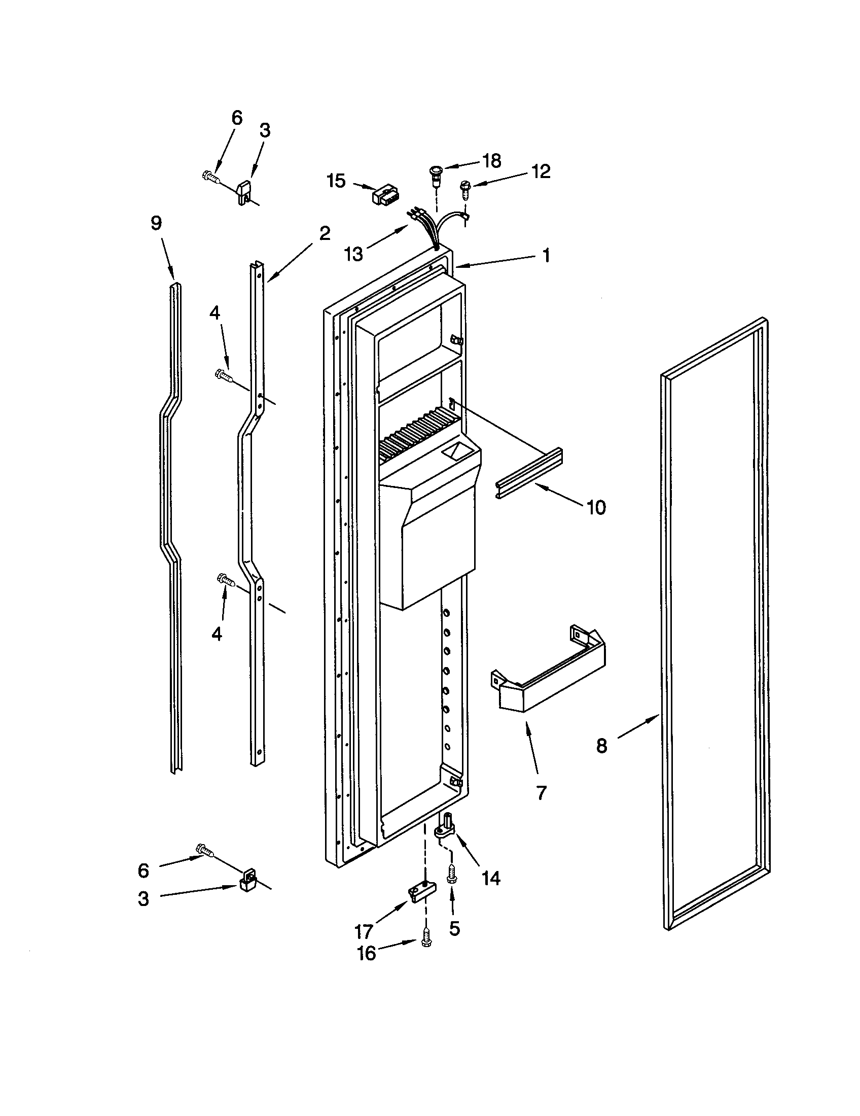 KitchenAid KSRS27FGWH04 freezer door diagram