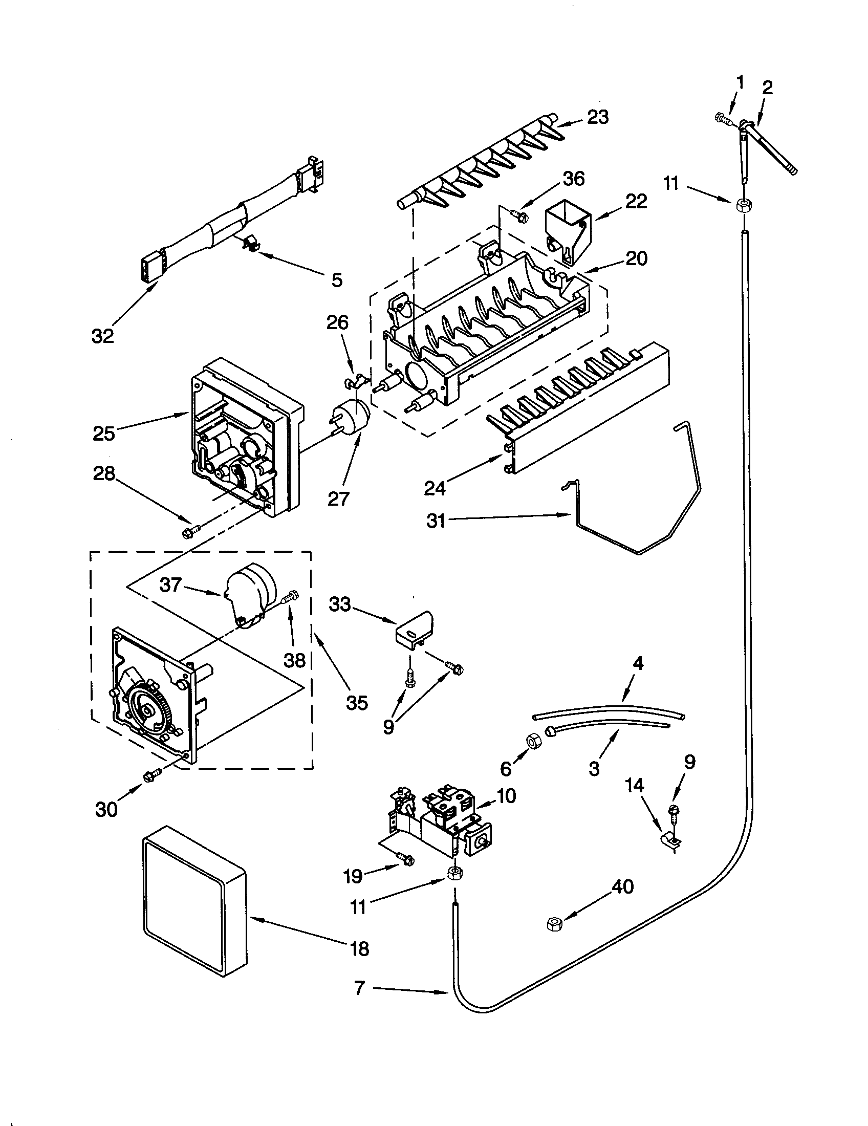 KitchenAid KSRS27FGWH04 icemaker diagram