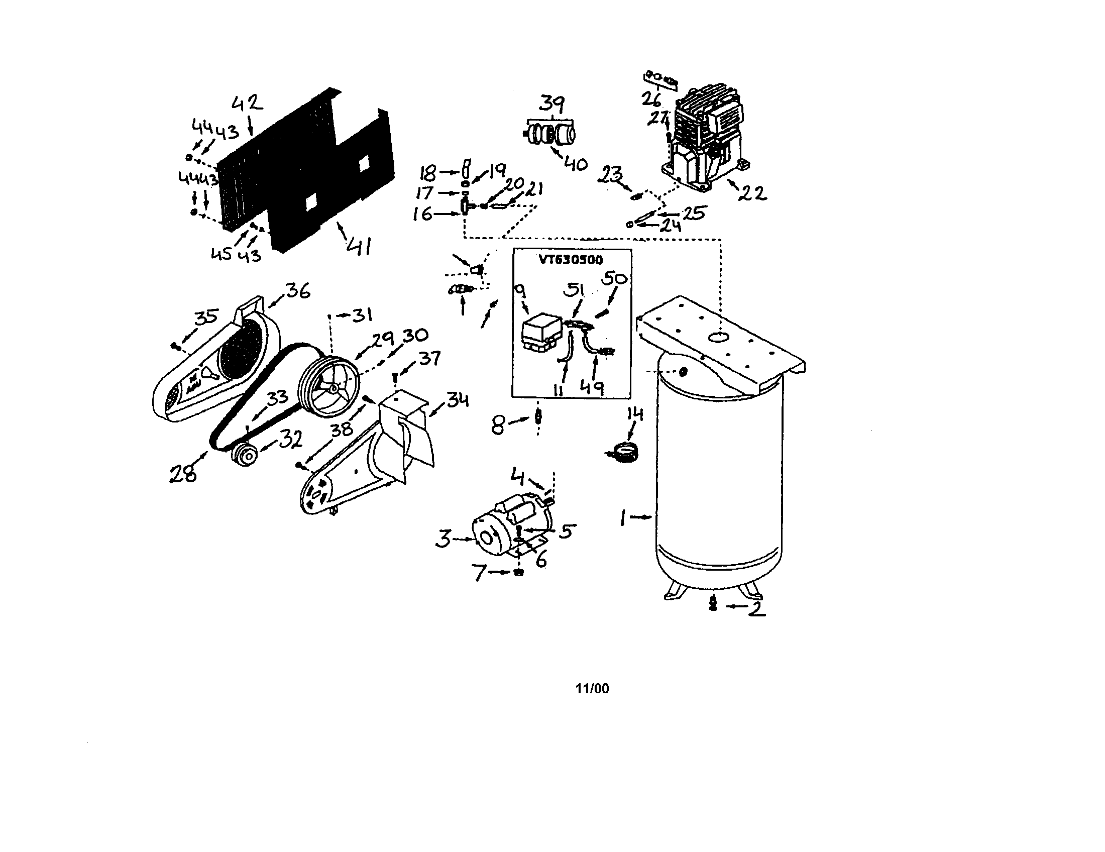 Campbell Hausfeld VT630500 air compressor diagram