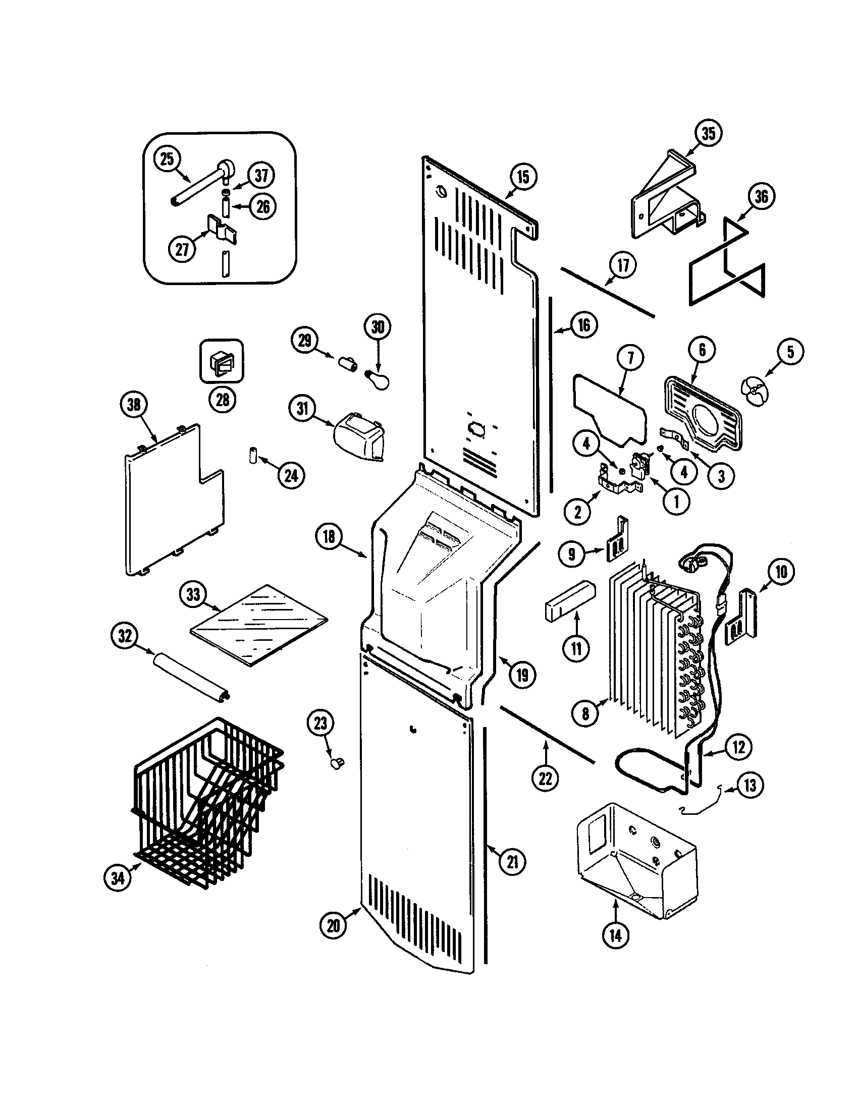 Maytag MSD2748DRQ freezer compartment diagram