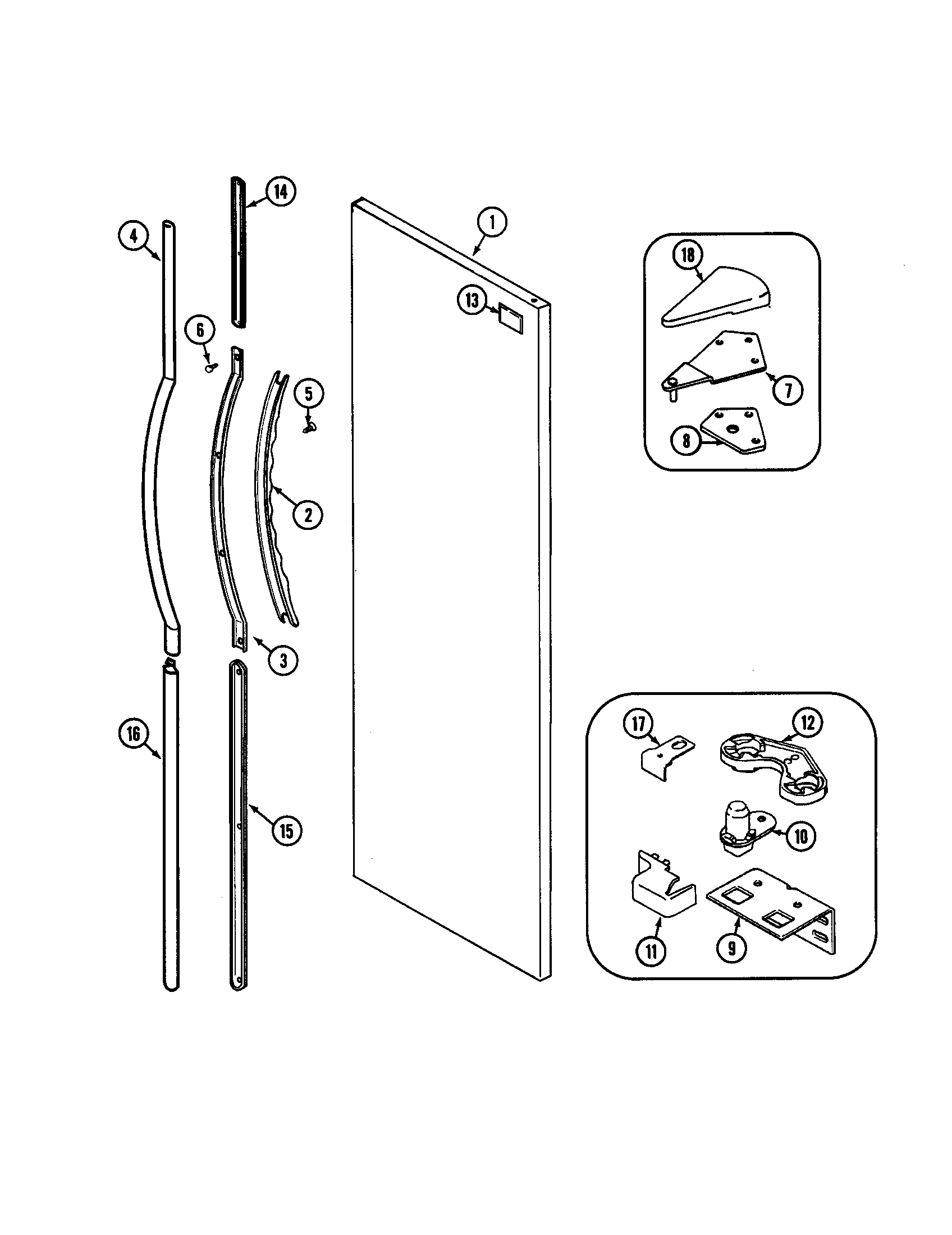 Maytag MSD2748DRQ fresh food outer door diagram