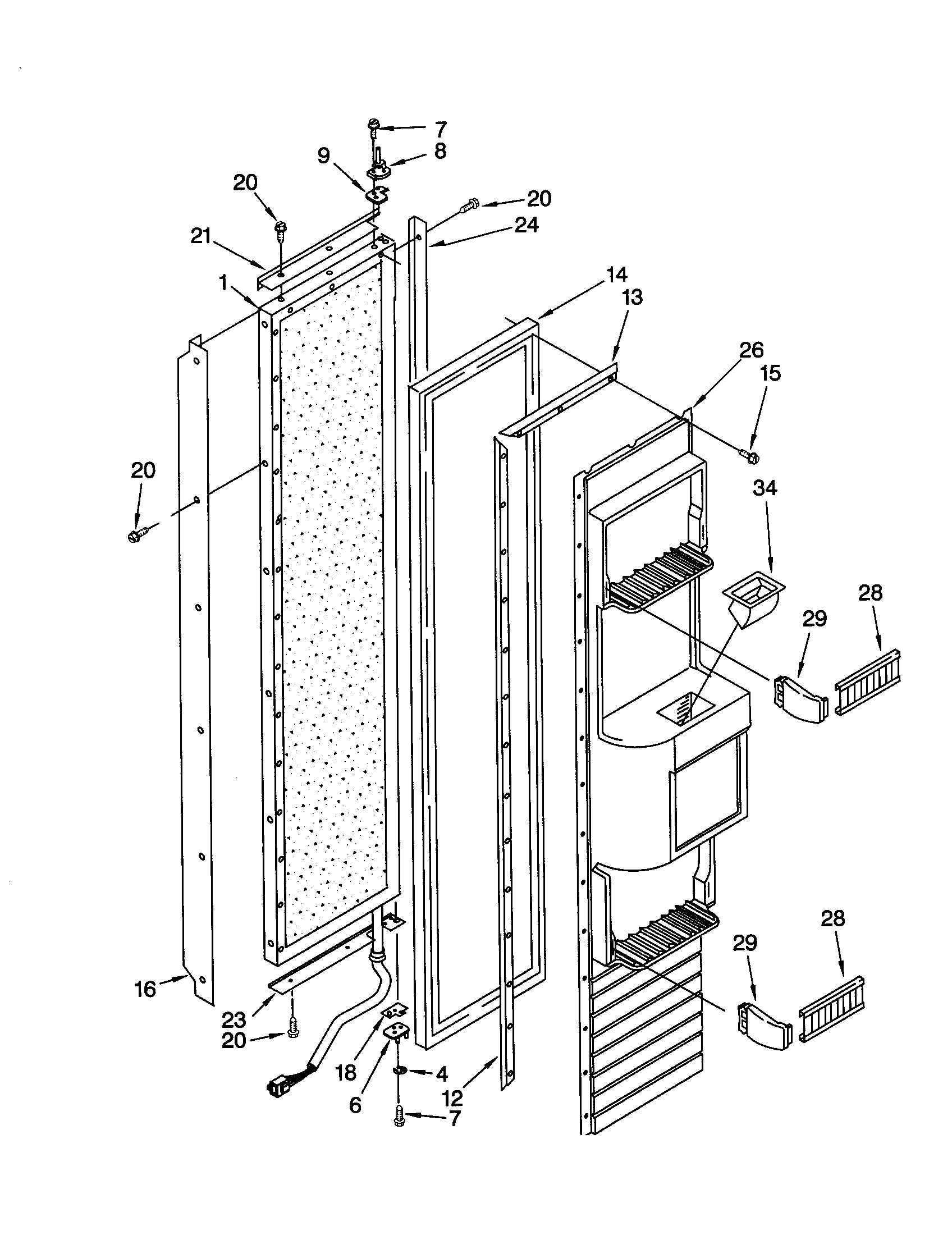 KitchenAid KSSS48QJX00 freezer door diagram