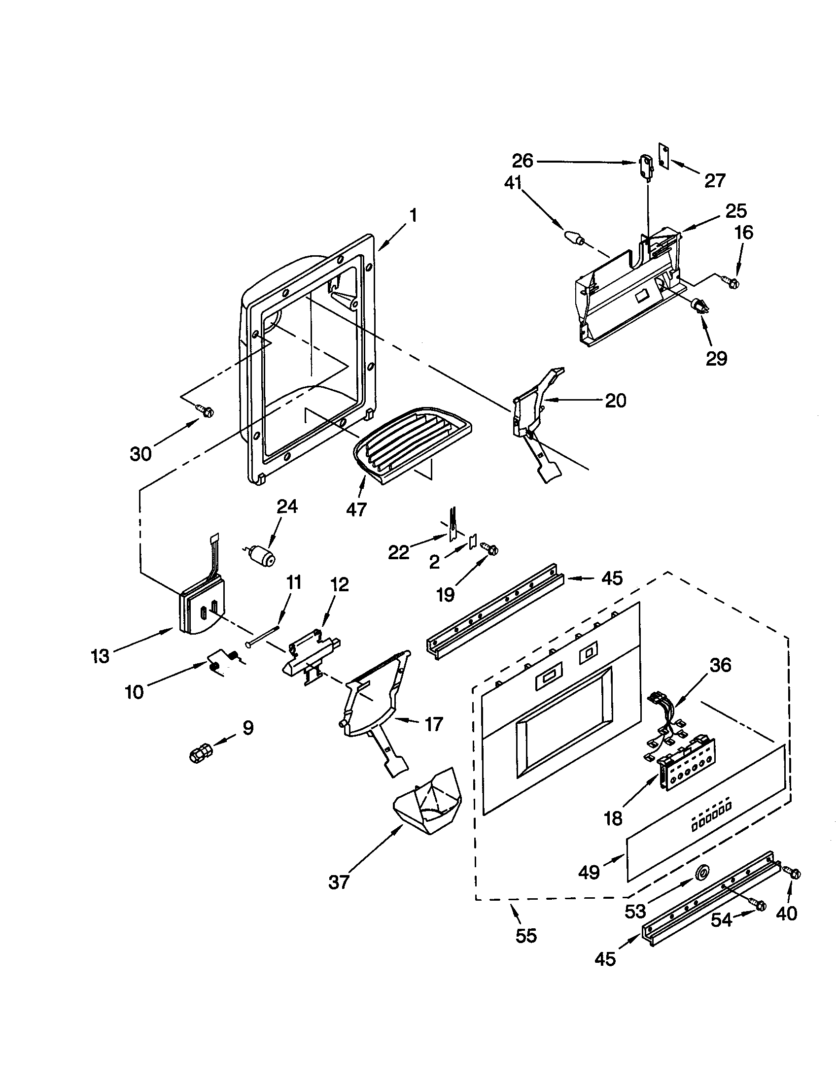 KitchenAid KSSS48QJX00 dispenser front diagram
