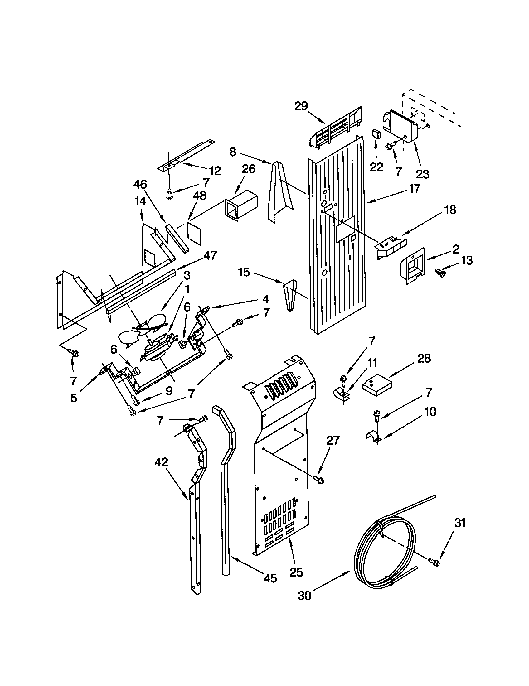 KitchenAid KSSS48QJX00 air flow and reservoir diagram