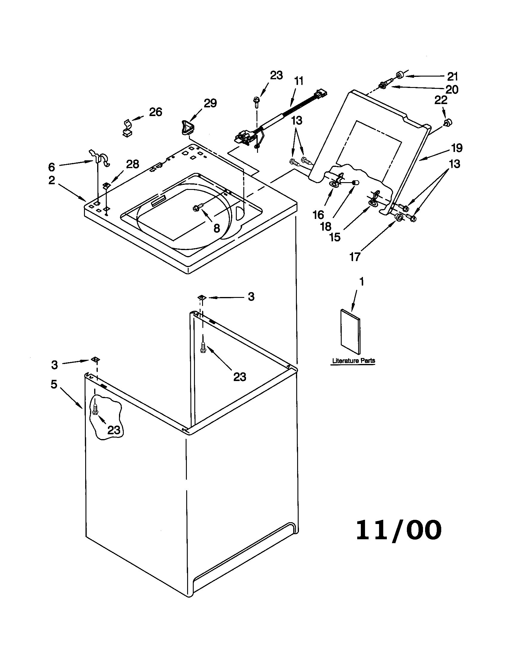 Kenmore 11020692001 top and cabinet diagram