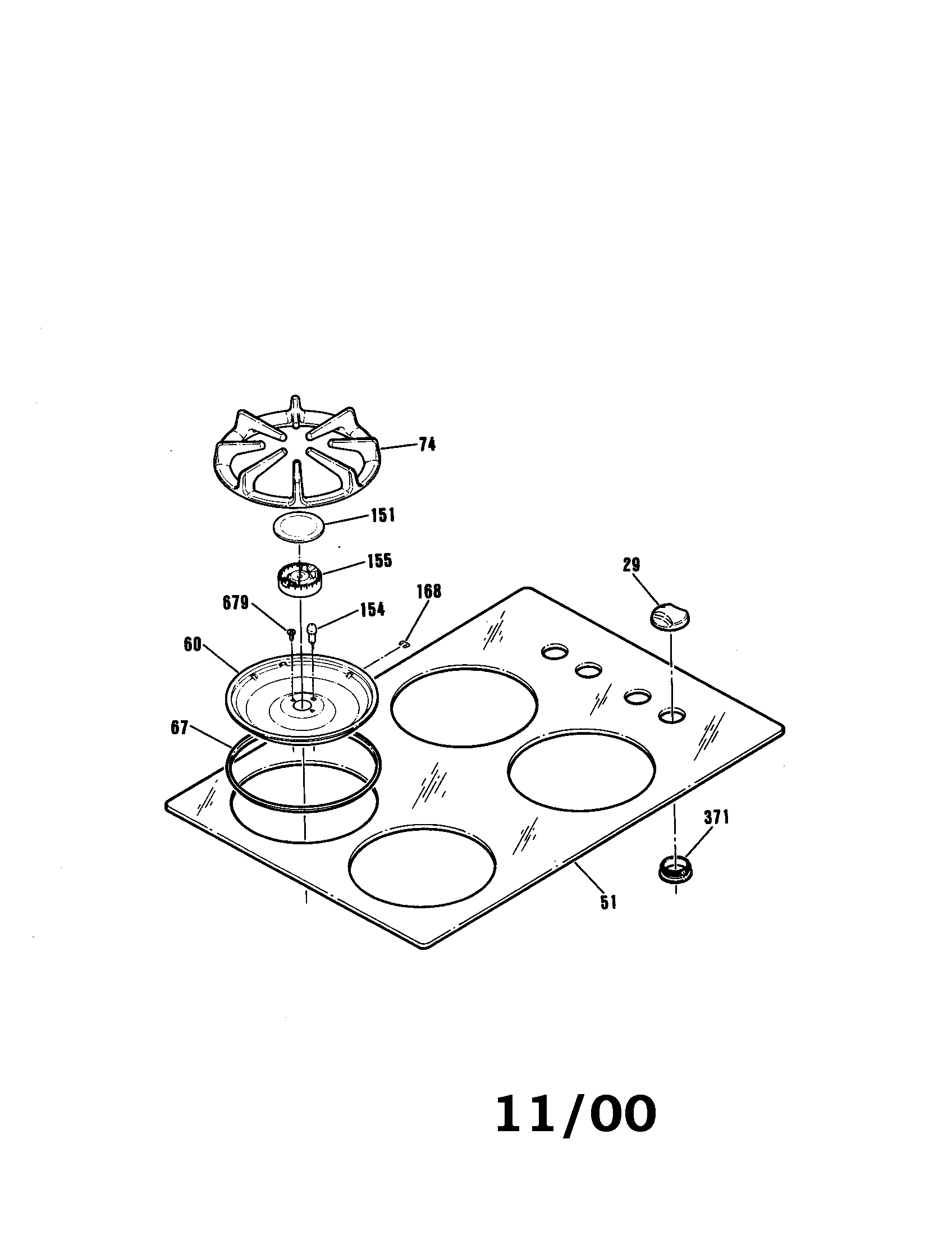 Kenmore 91132355590 main top diagram