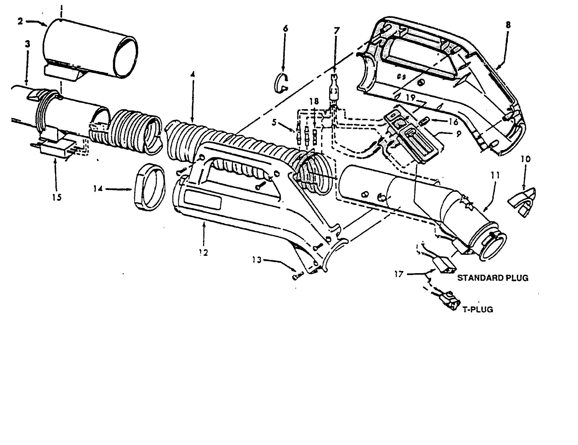 Hoover S3281 6' dimension hose diagram