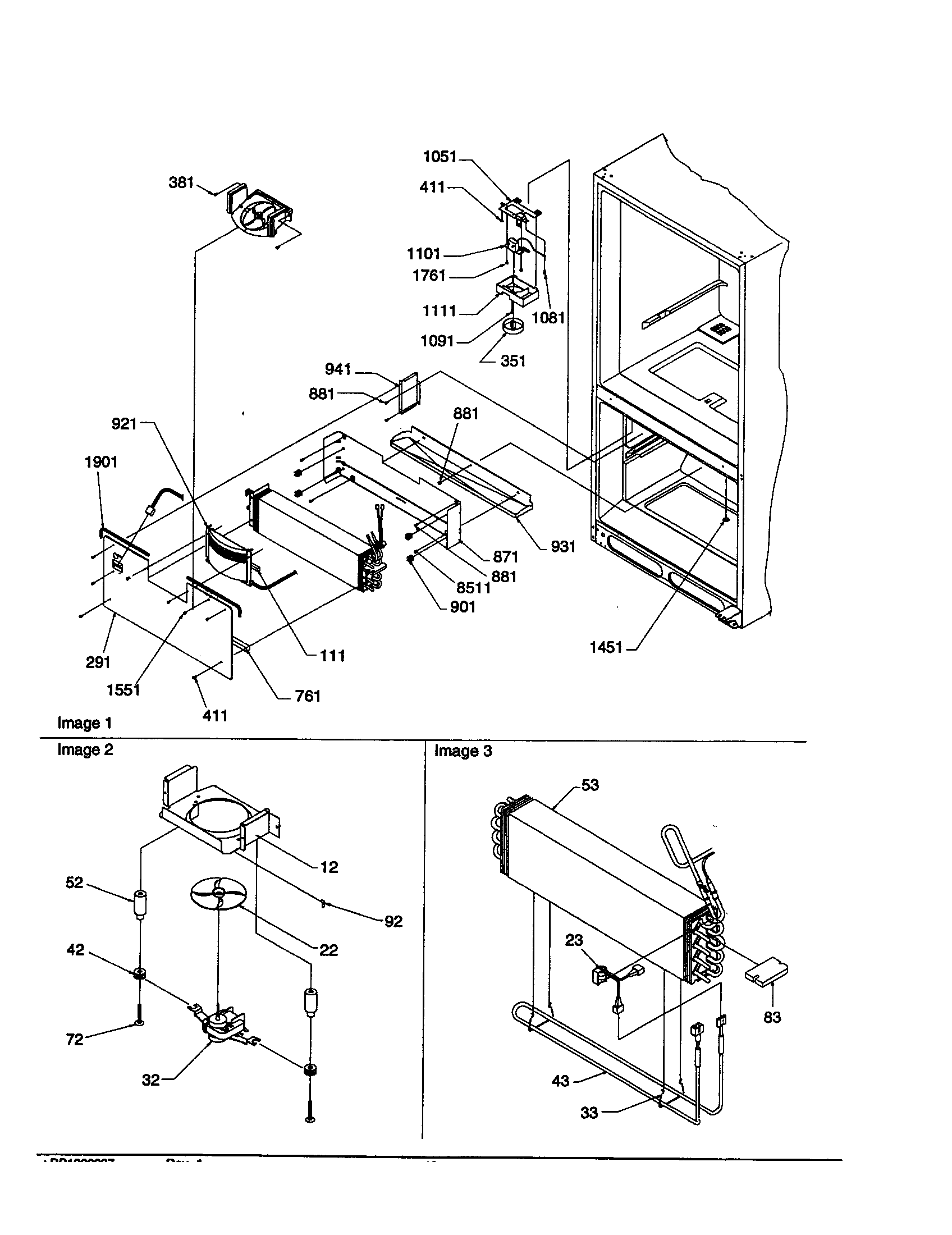 Amana BC21VW-P1325016WW evaporator/freezer control assembly diagram