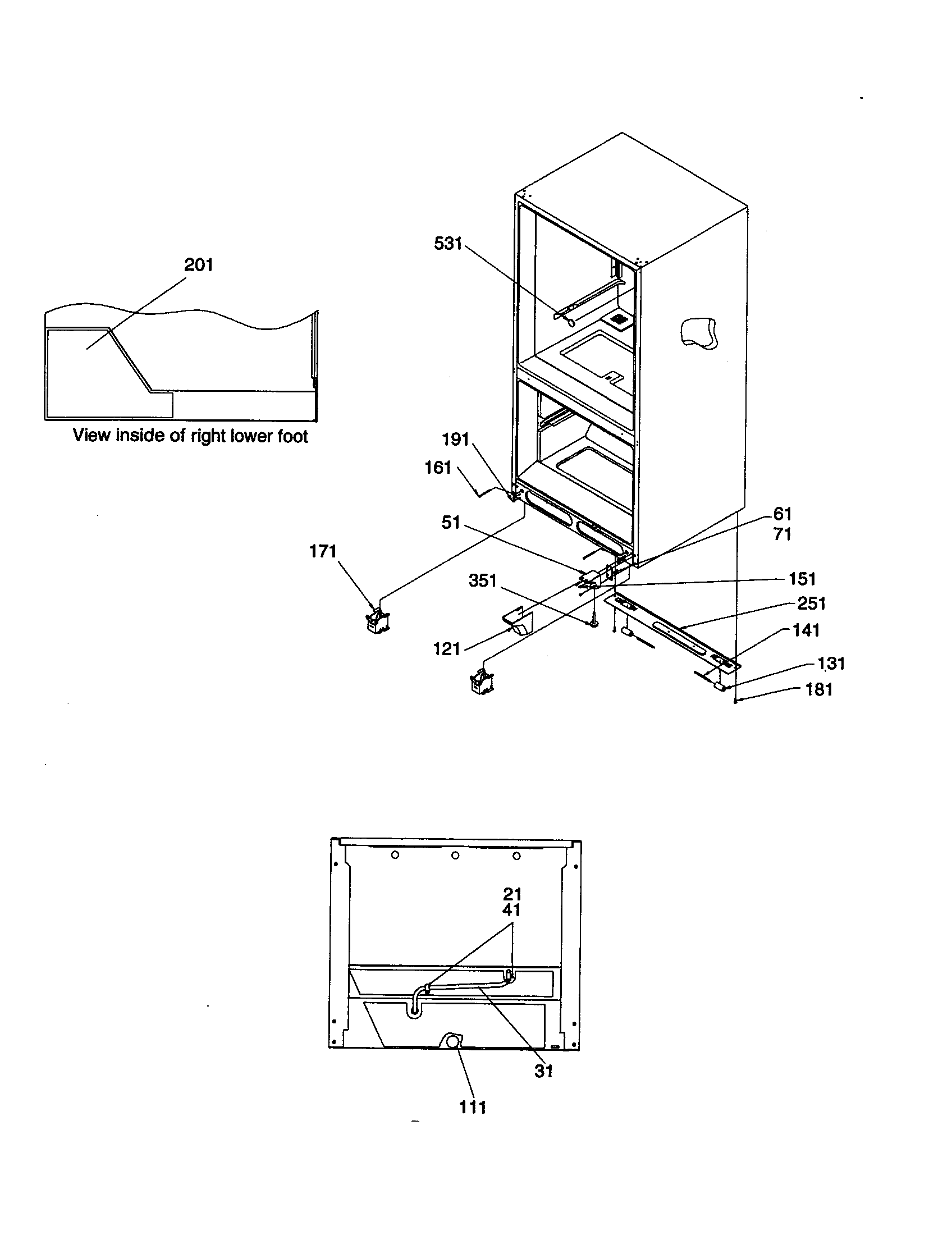 Amana BC21VW-P1325016WW insulation and rollers diagram