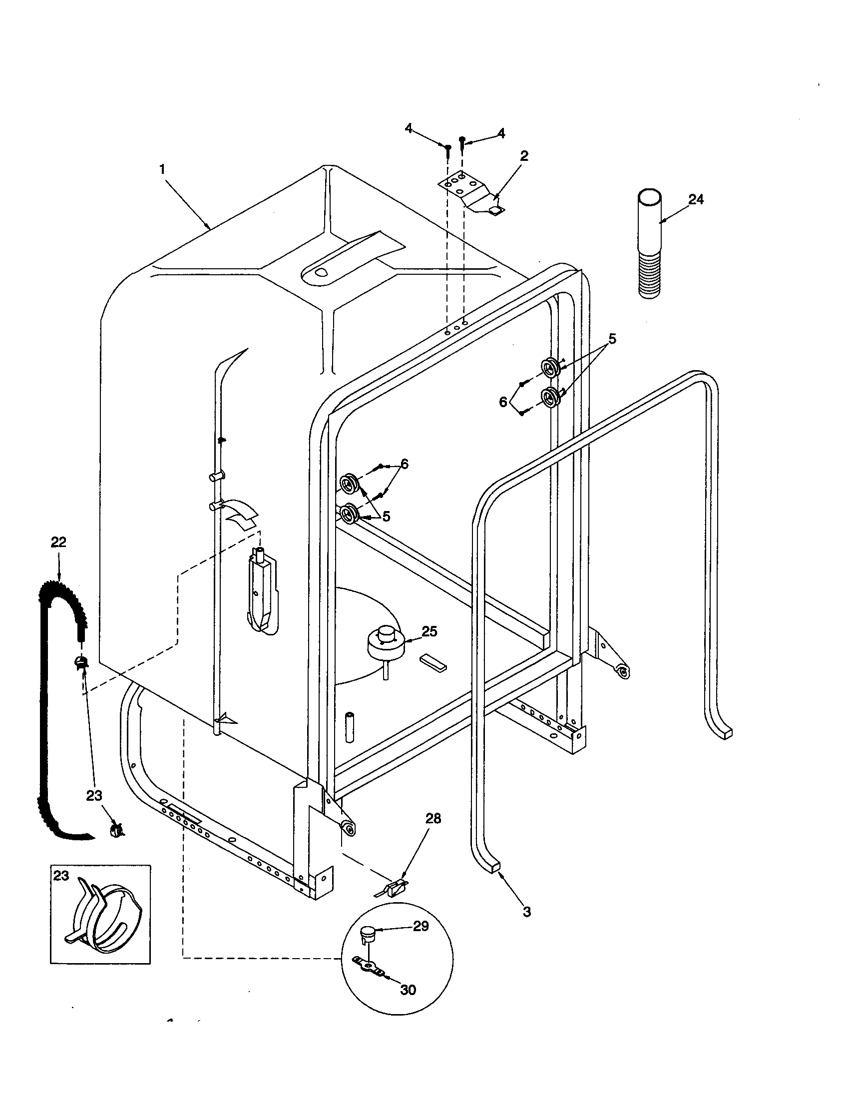 Amana DWA73AW-P1318613W tub diagram
