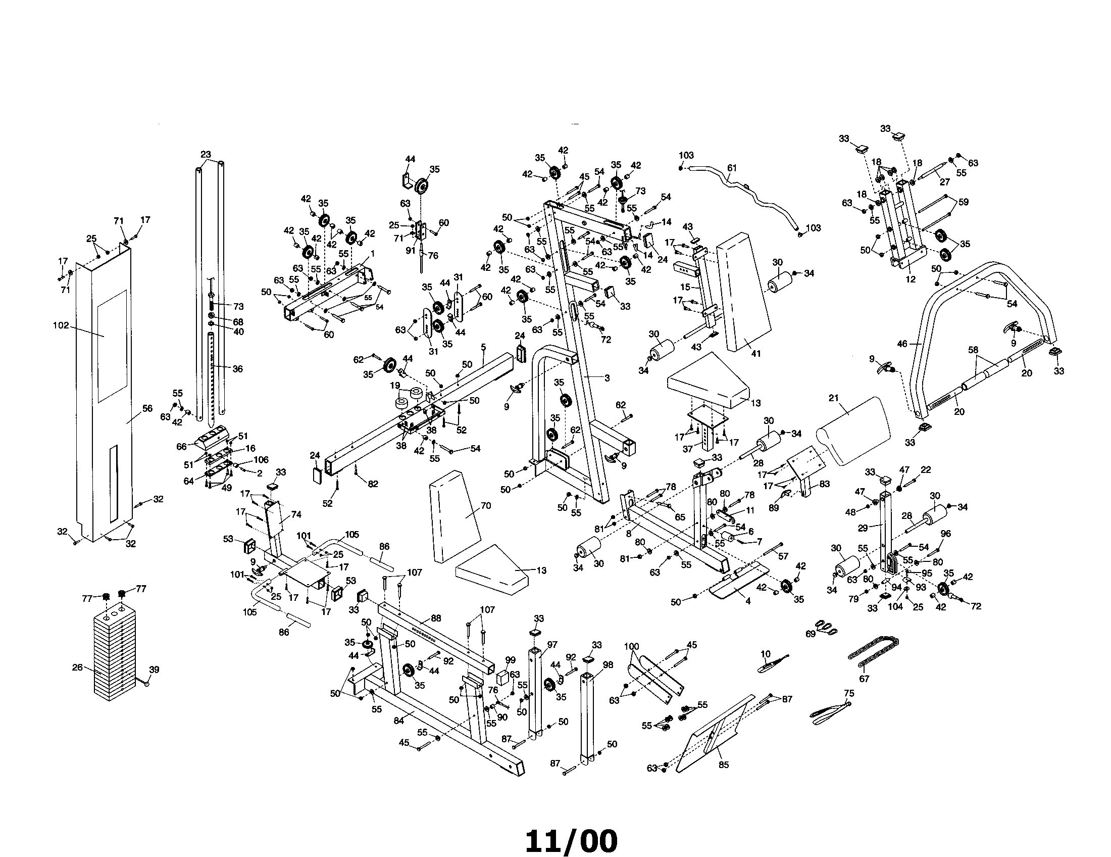 Weider WESY69100 club weider 16.8st diagram