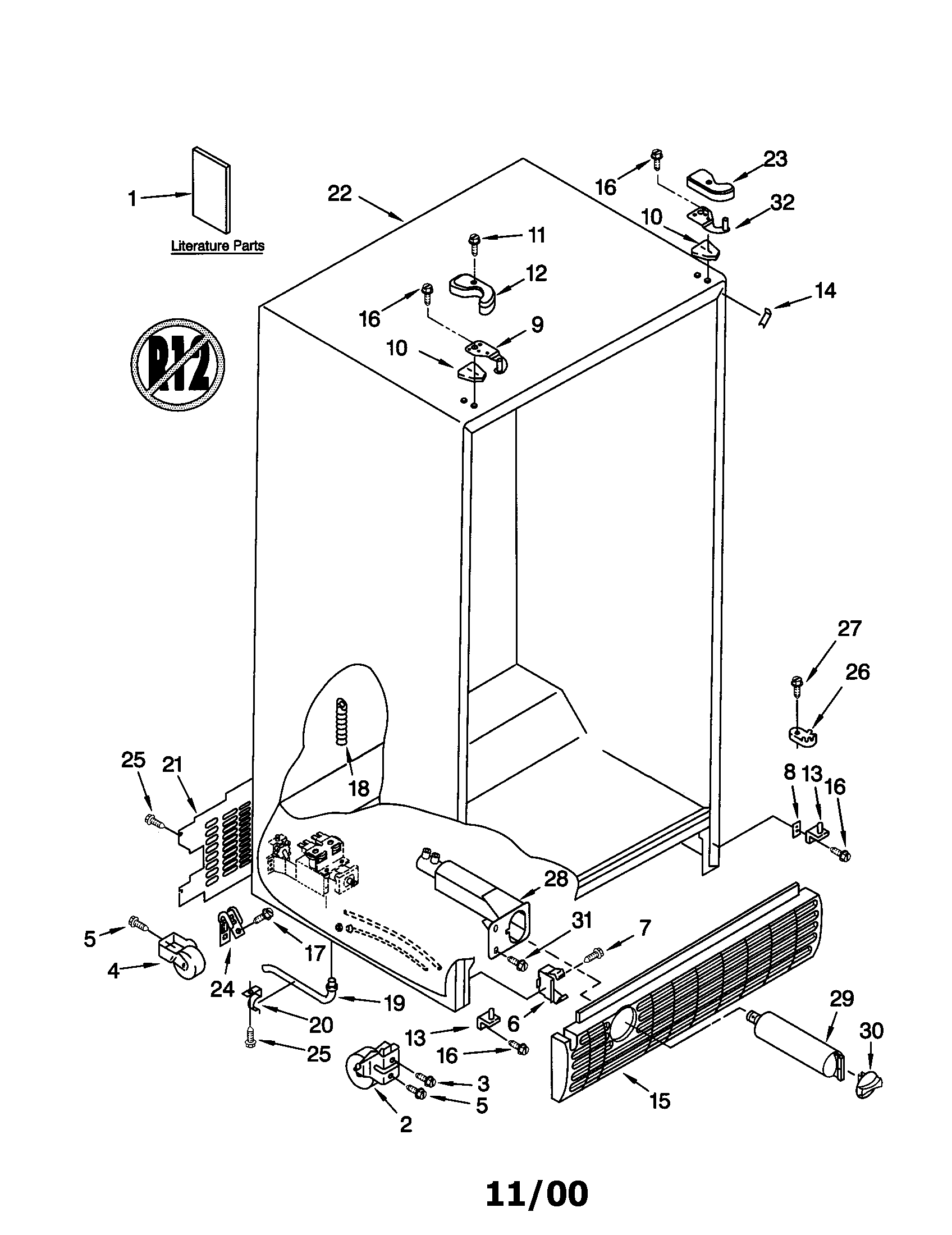 Kenmore 10651562100 cabinet diagram