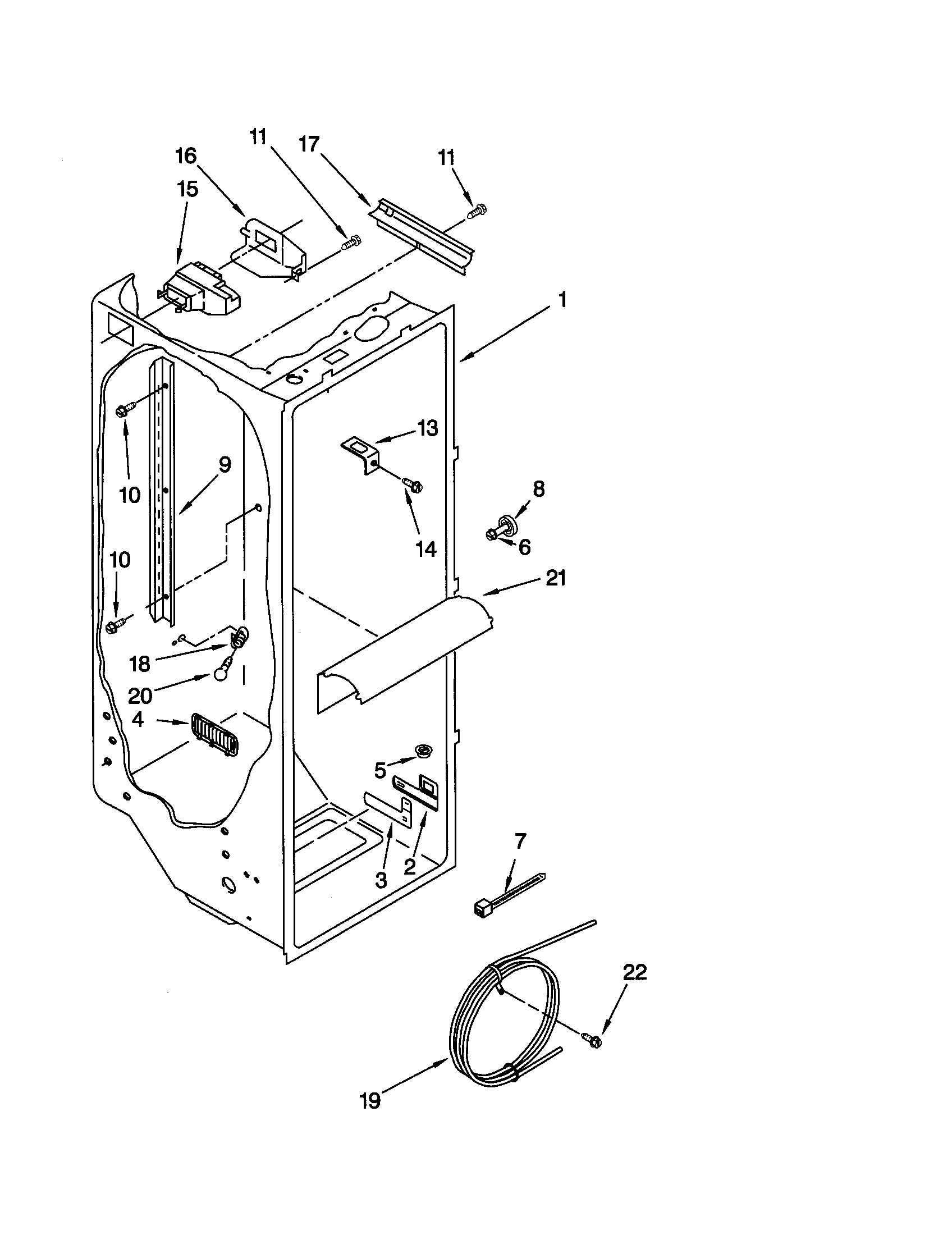 Kenmore 10651562100 refrigerator liner diagram