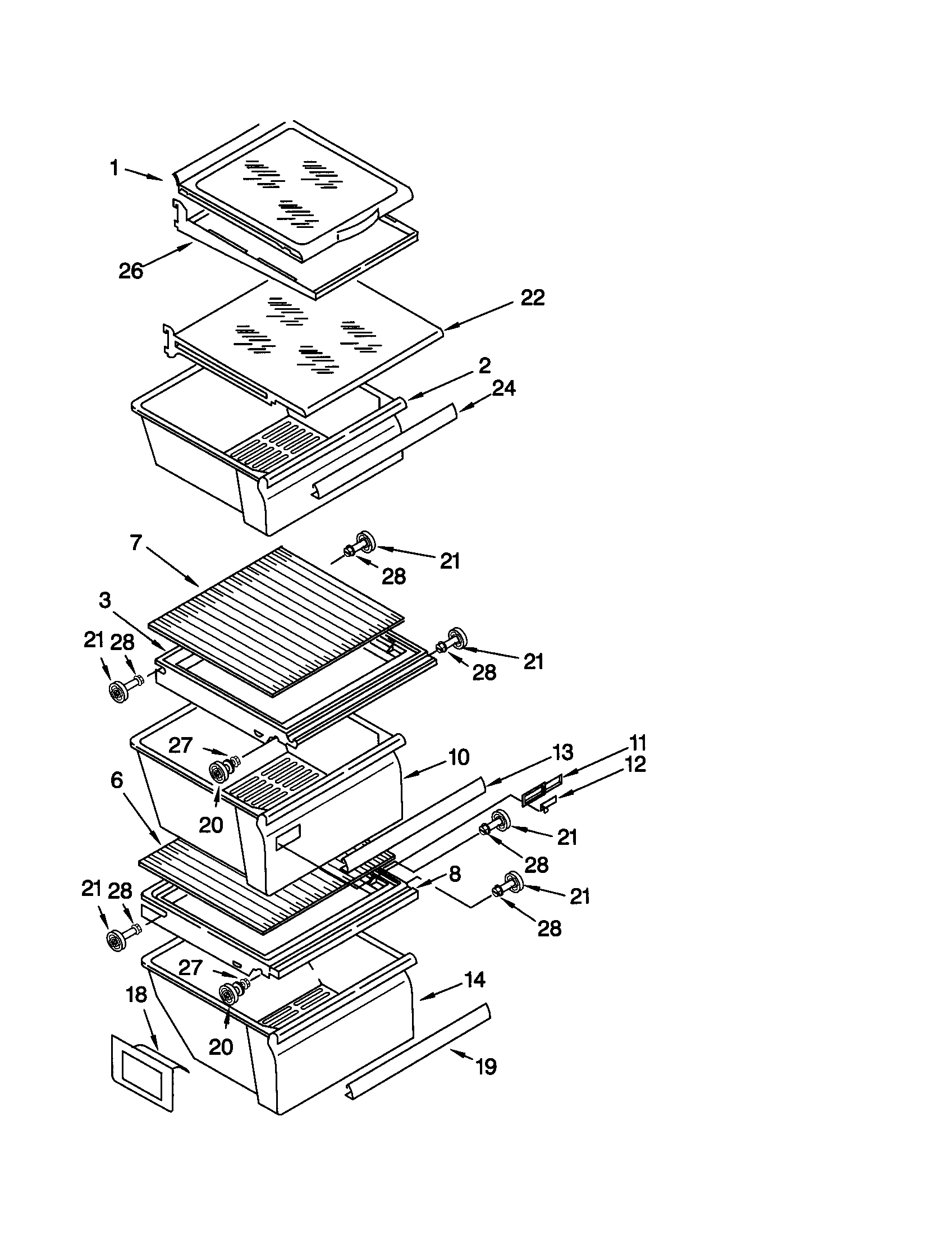 Kenmore 10651562100 refrigerator shelf diagram