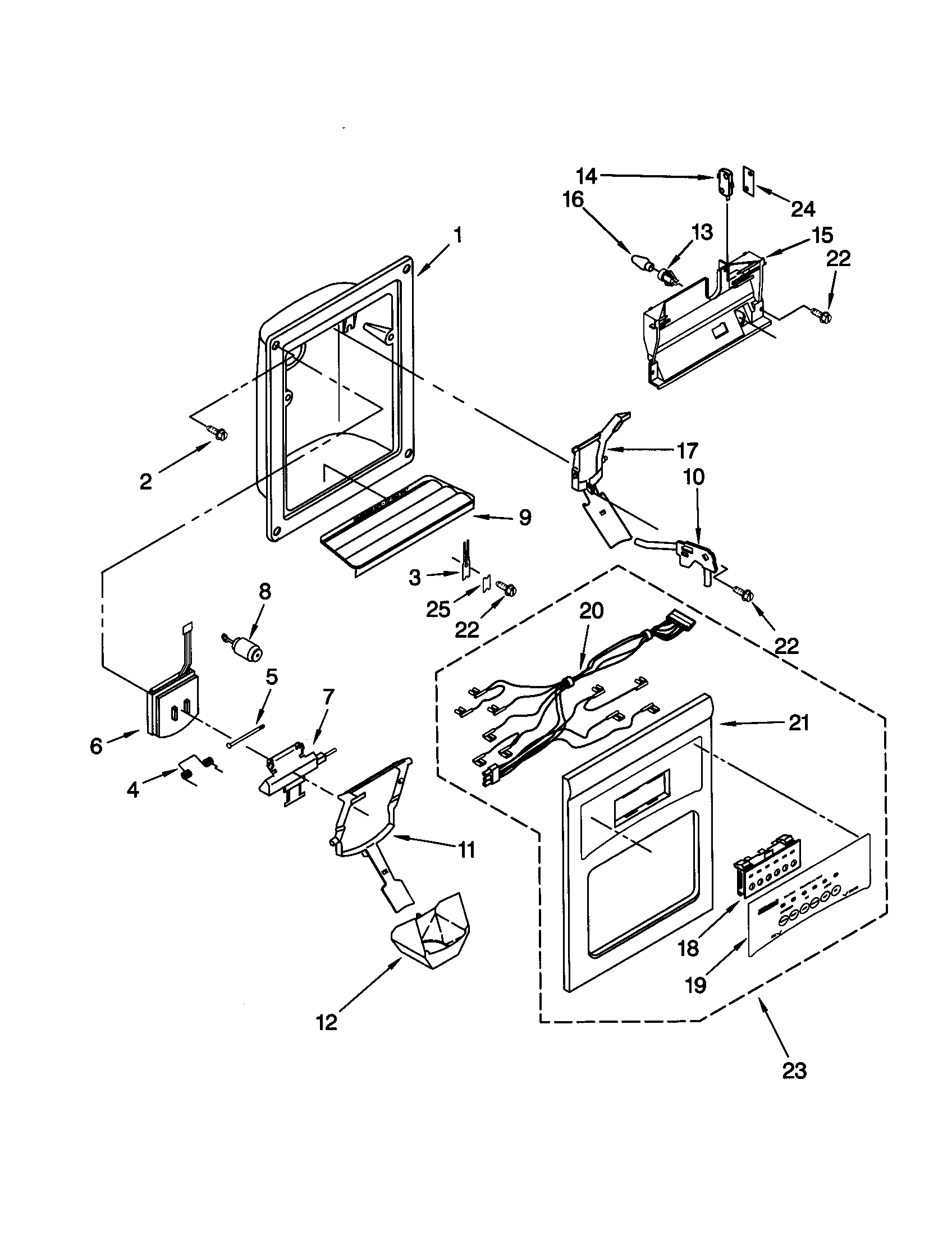 Kenmore 10651562100 dispenser front diagram