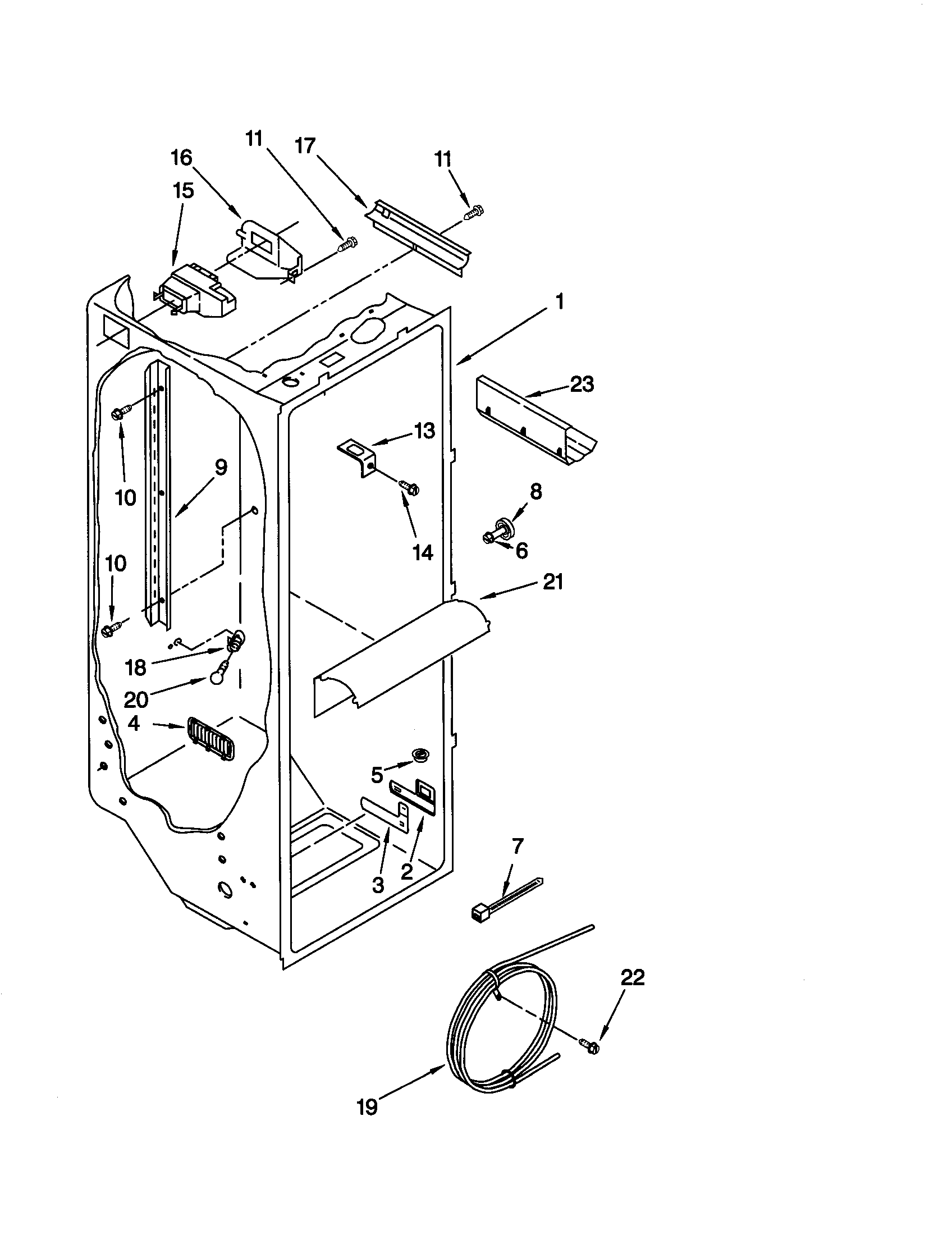 Kenmore 10651559100 refrigerator liner diagram