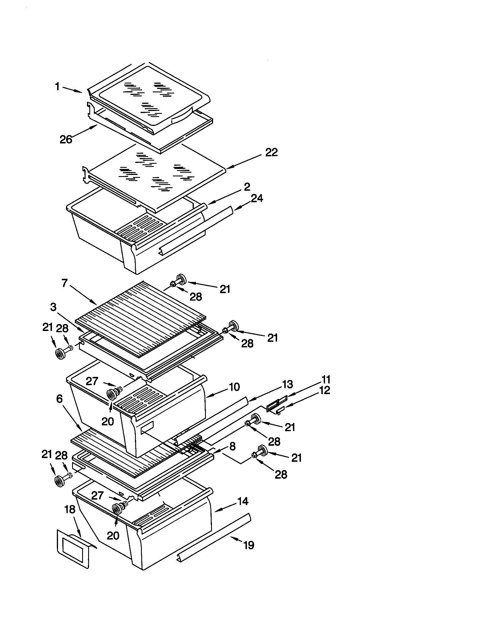 Kenmore 10651559100 refrigerator shelf diagram