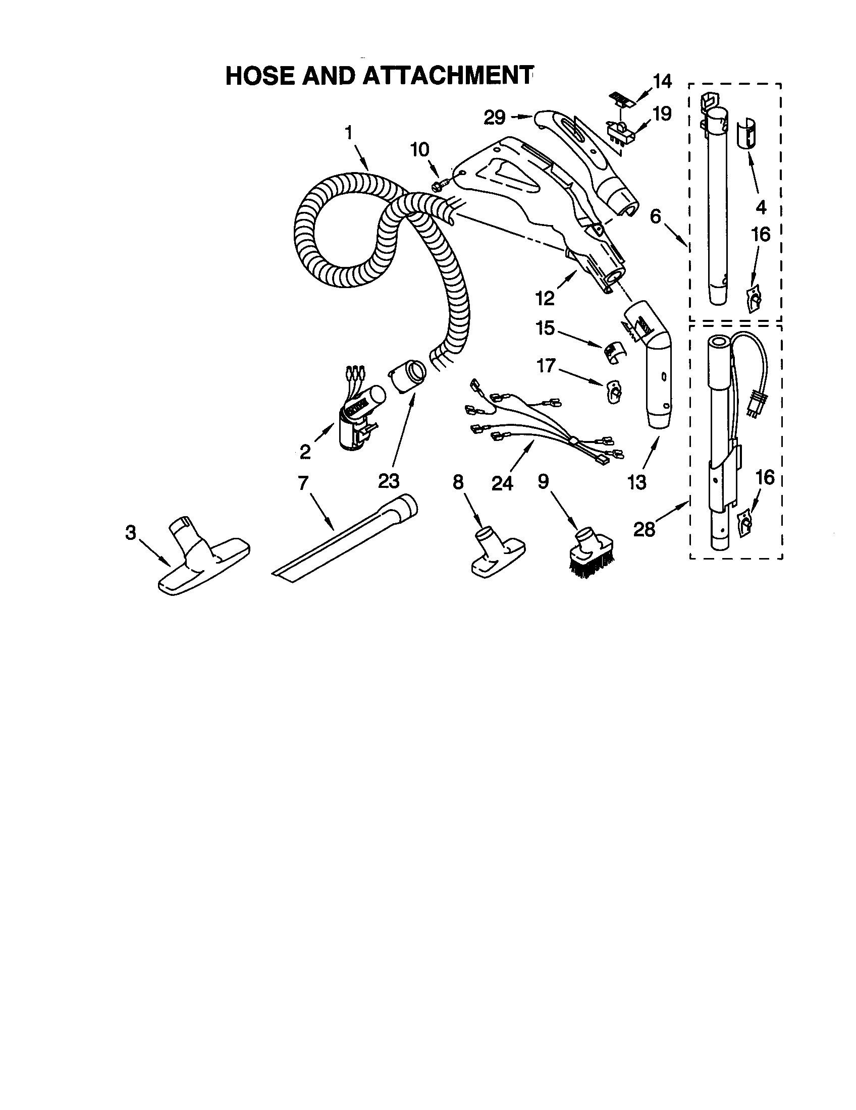 Kenmore 11620712007 hose and attachments diagram
