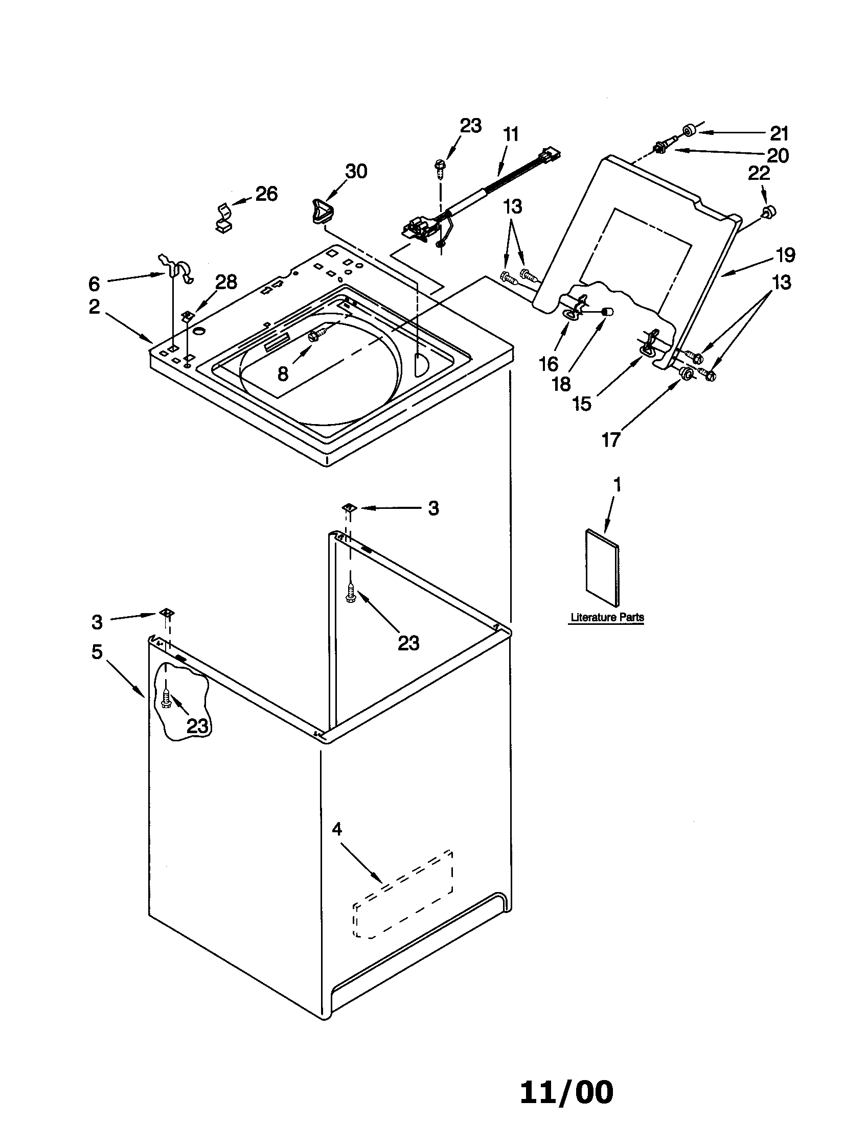 Kenmore 11021894000 top and cabinet parts diagram