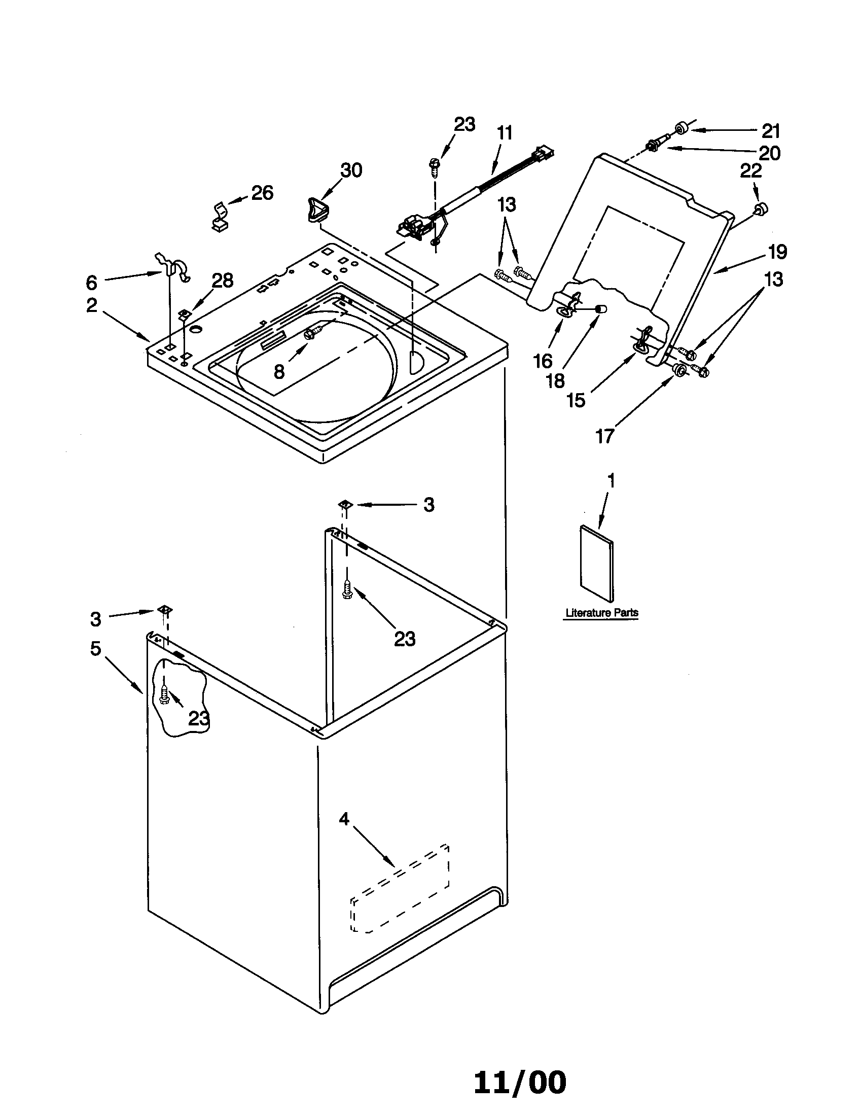 Kenmore 11021882000 top and cabinet diagram