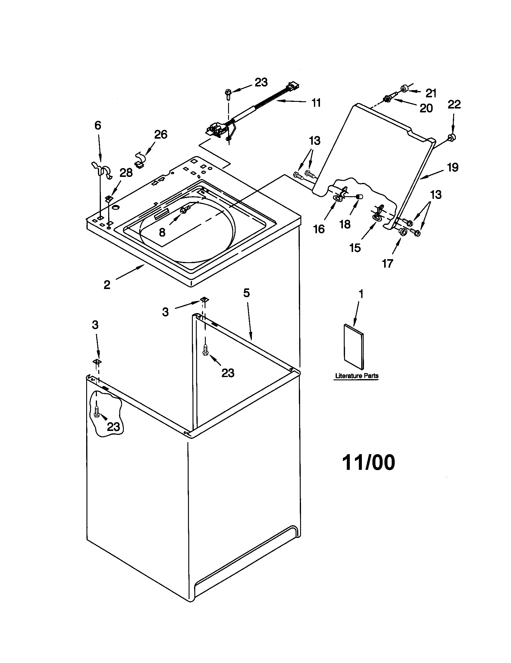 Kenmore 11026294695 top and cabinet diagram