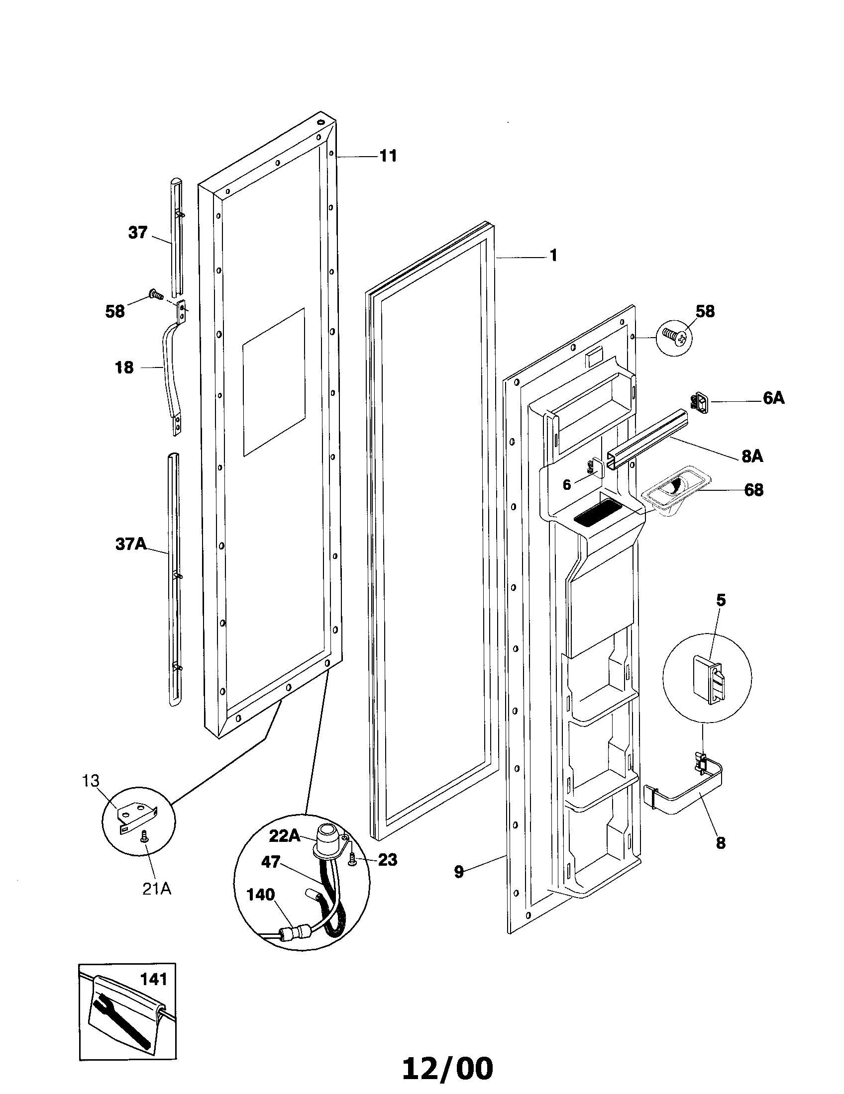 Frigidaire F45ZR24JW1 freezer door diagram