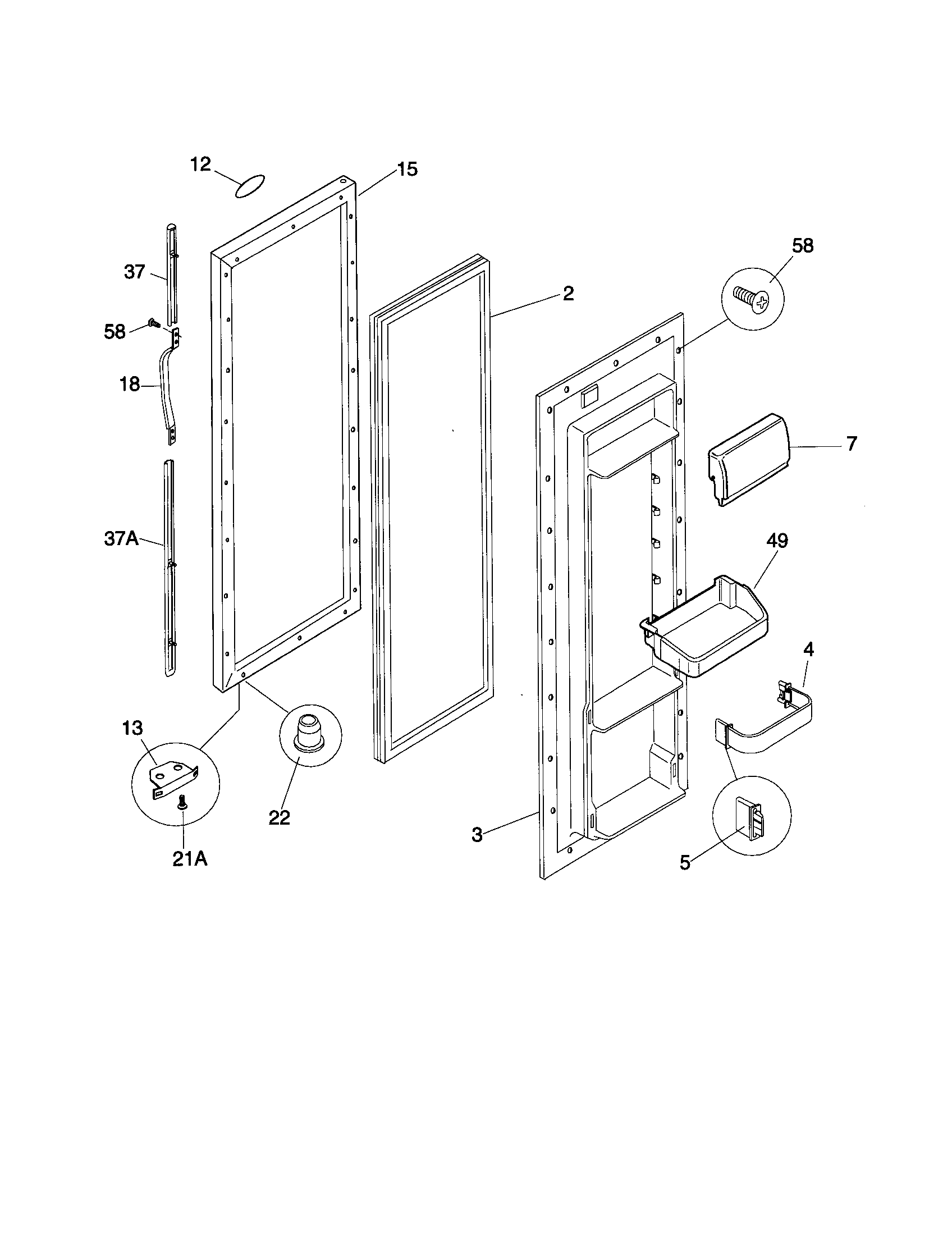 Frigidaire F45ZR24JW1 refrigerator door diagram