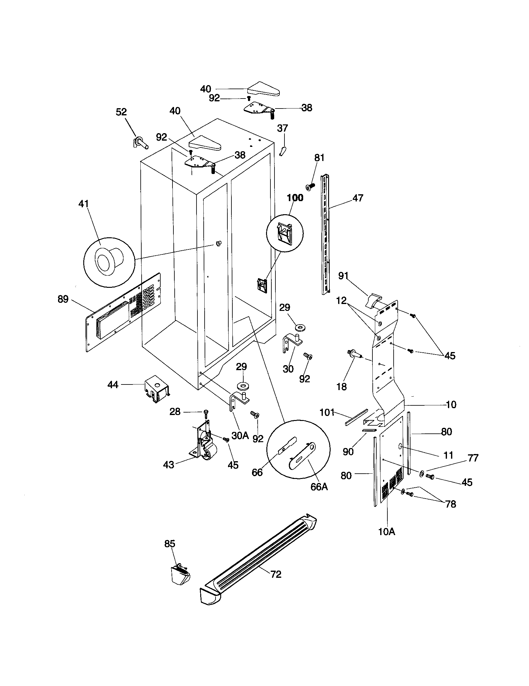 Frigidaire F45ZR24JW1 cabinet diagram