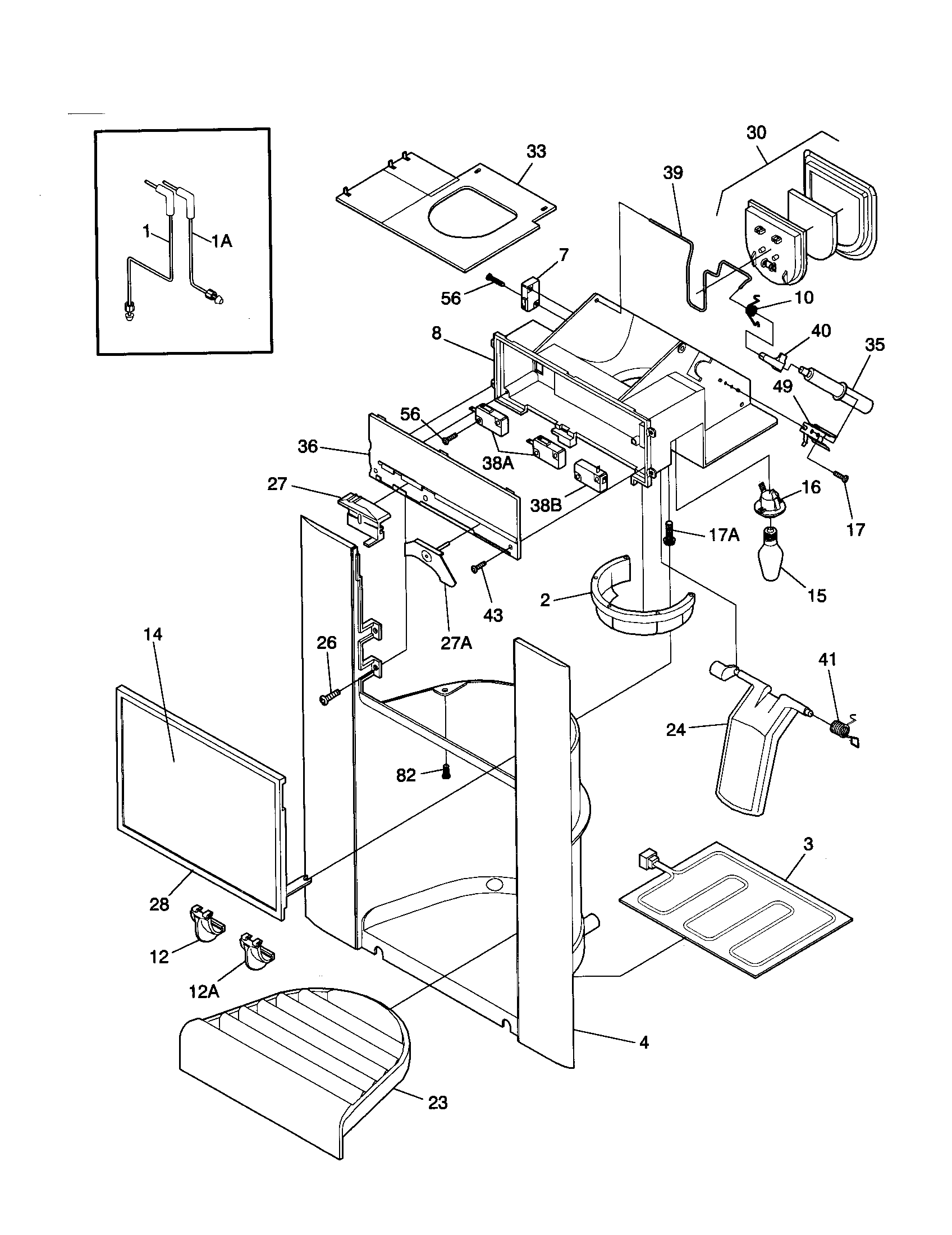 Frigidaire F45ZR24JW1 dispenser diagram