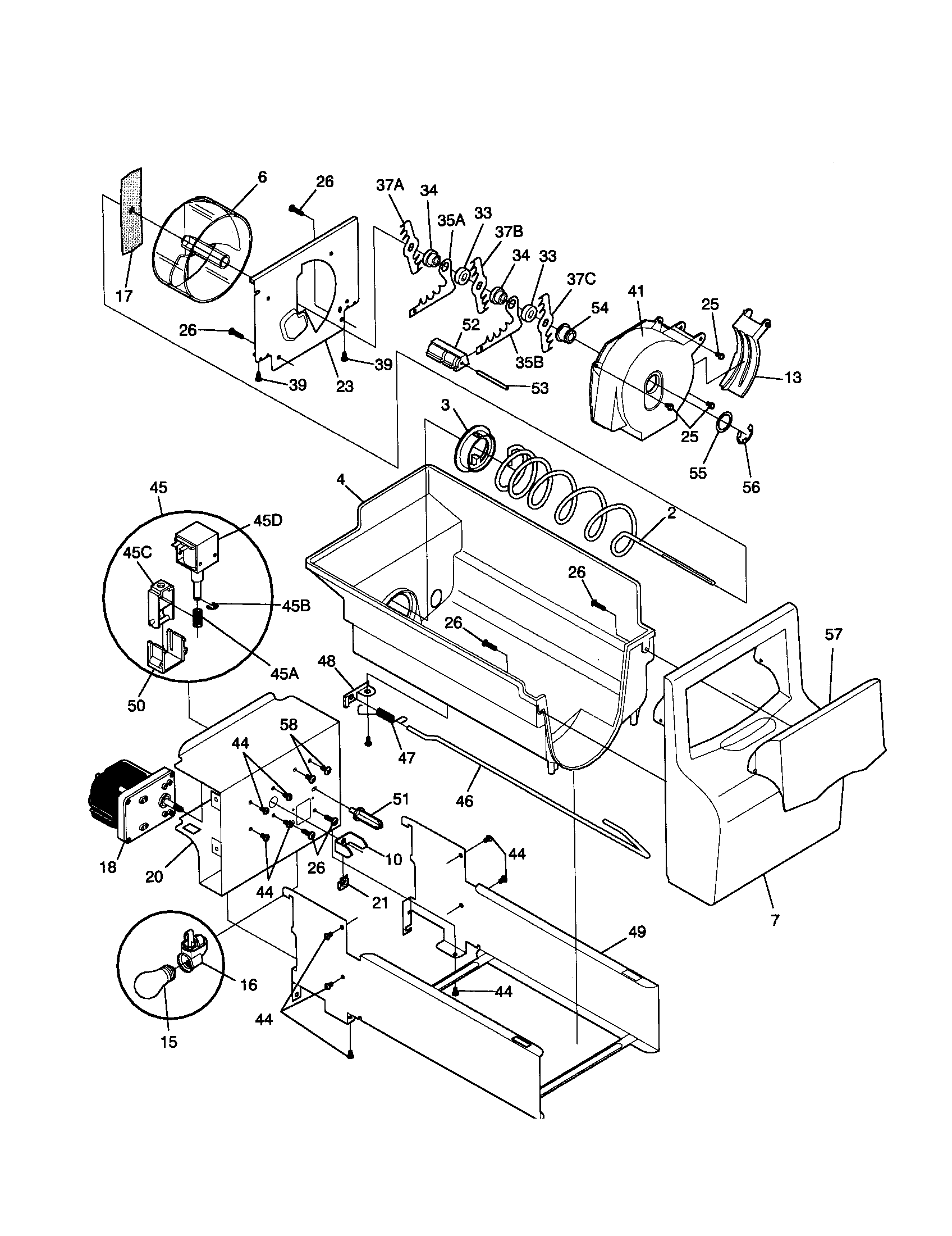 Frigidaire F45ZR24JW1 ice container diagram