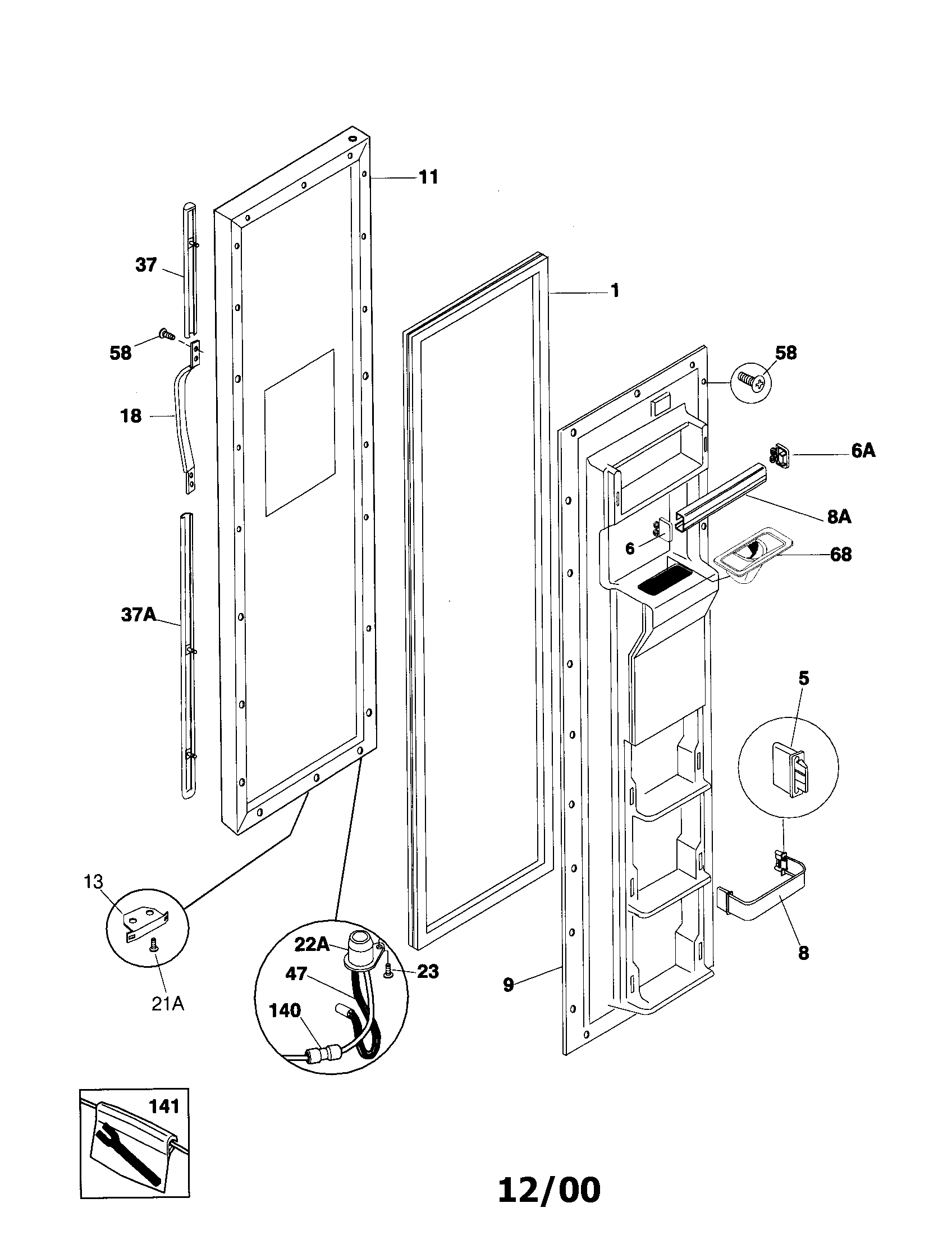 Frigidaire FRS24ZRHW4 freezer door diagram
