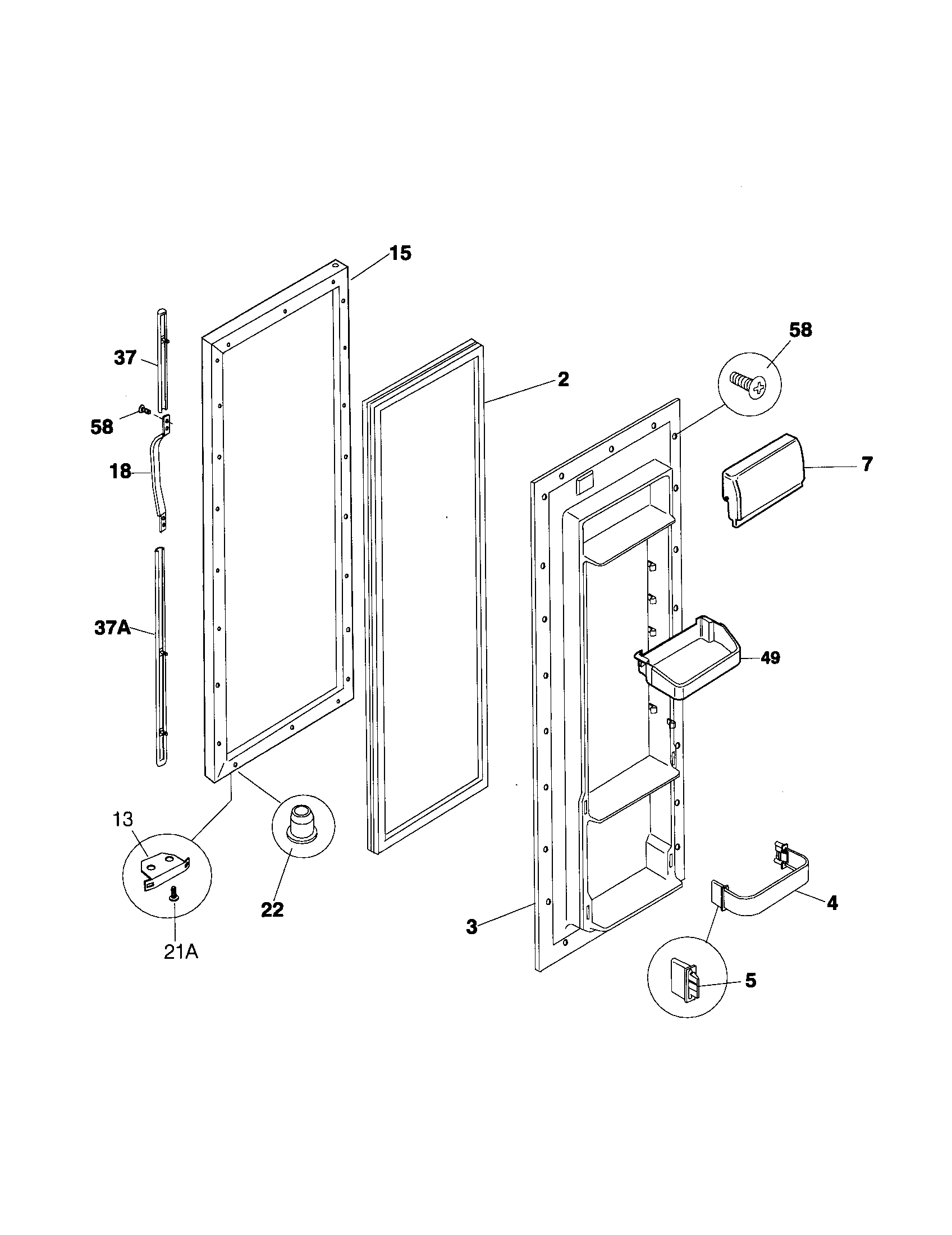 Frigidaire FRS24ZRHW4 refrigerator door diagram