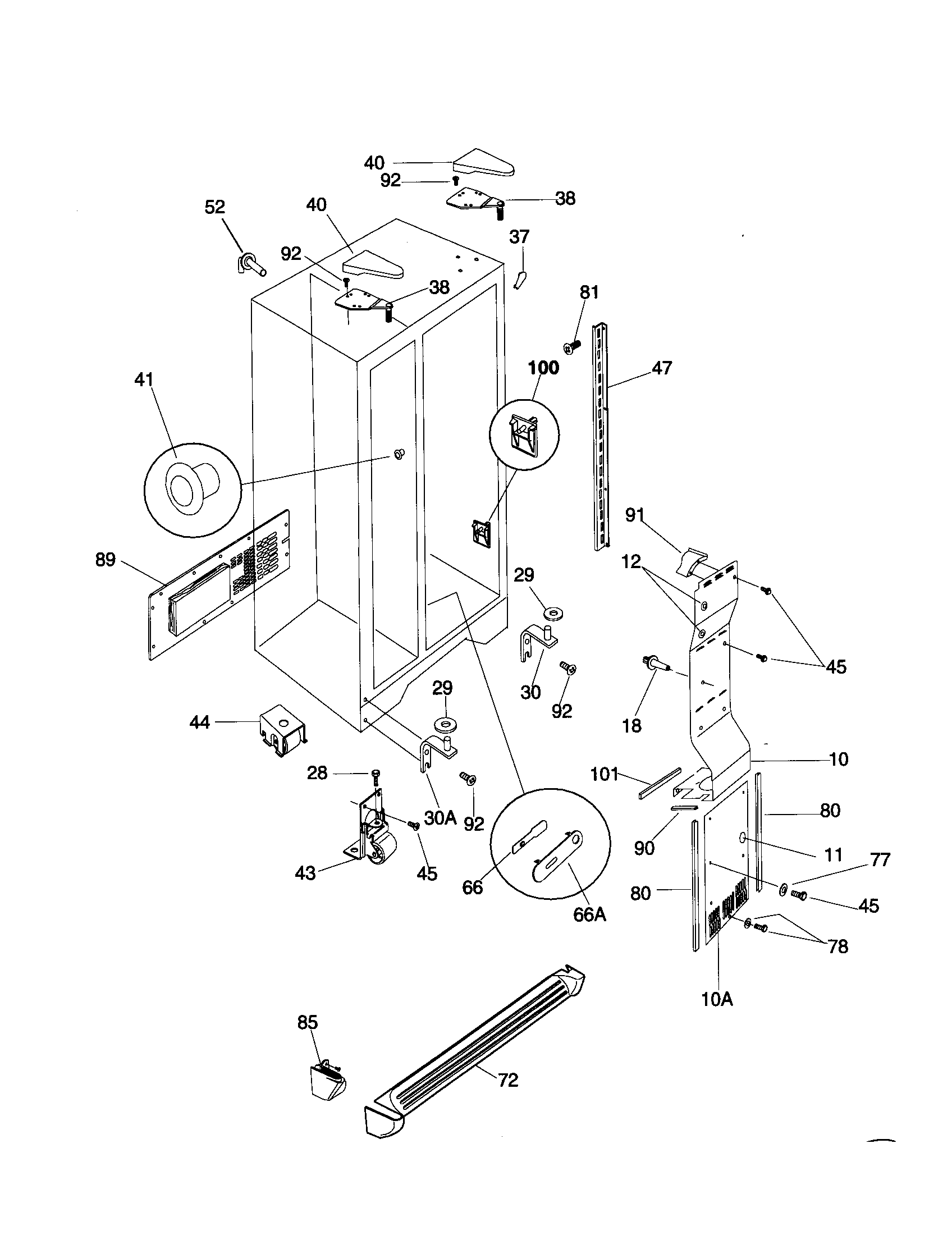 Frigidaire FRS24ZRHW4 cabinet diagram