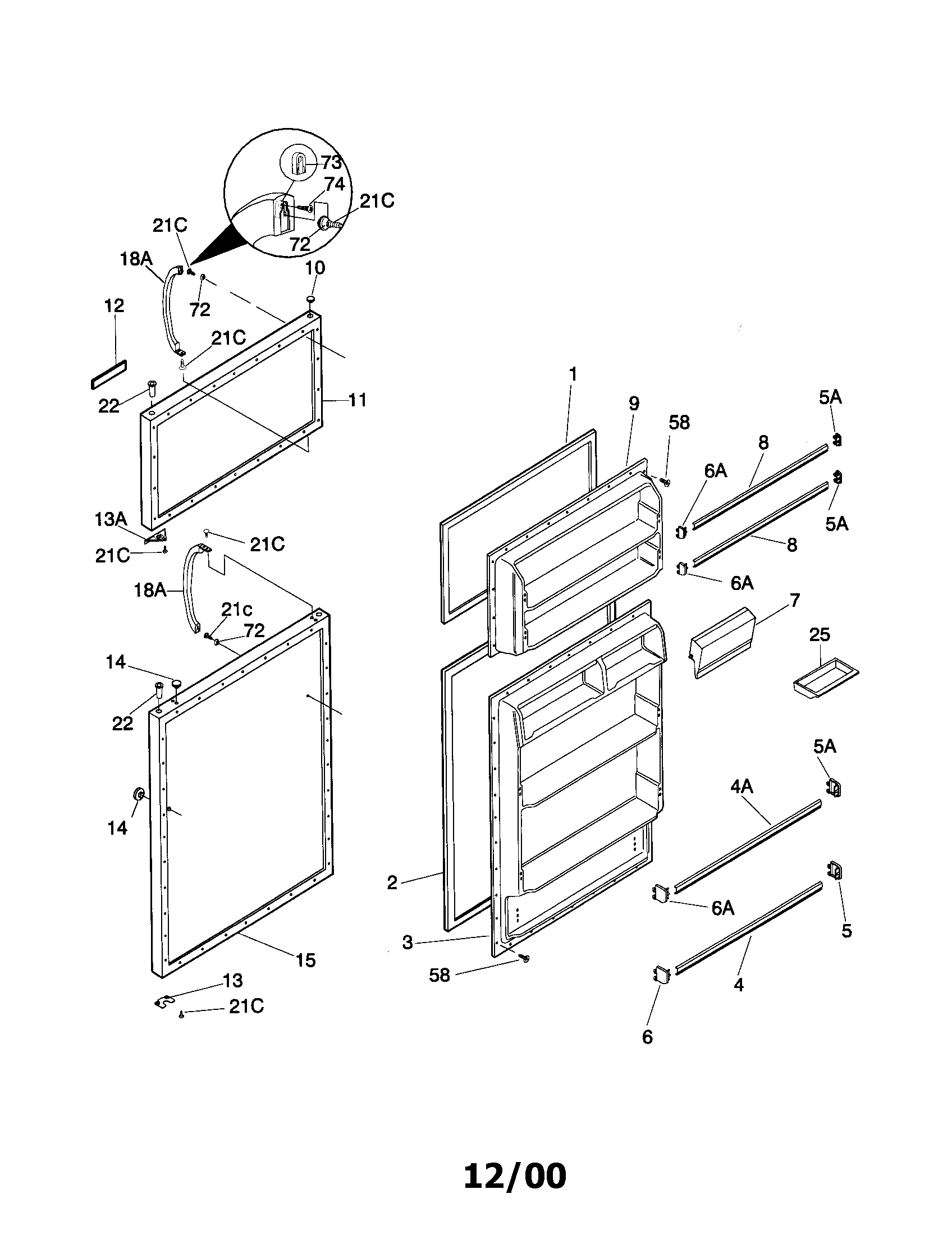 Frigidaire FRT13CRHD1 door diagram