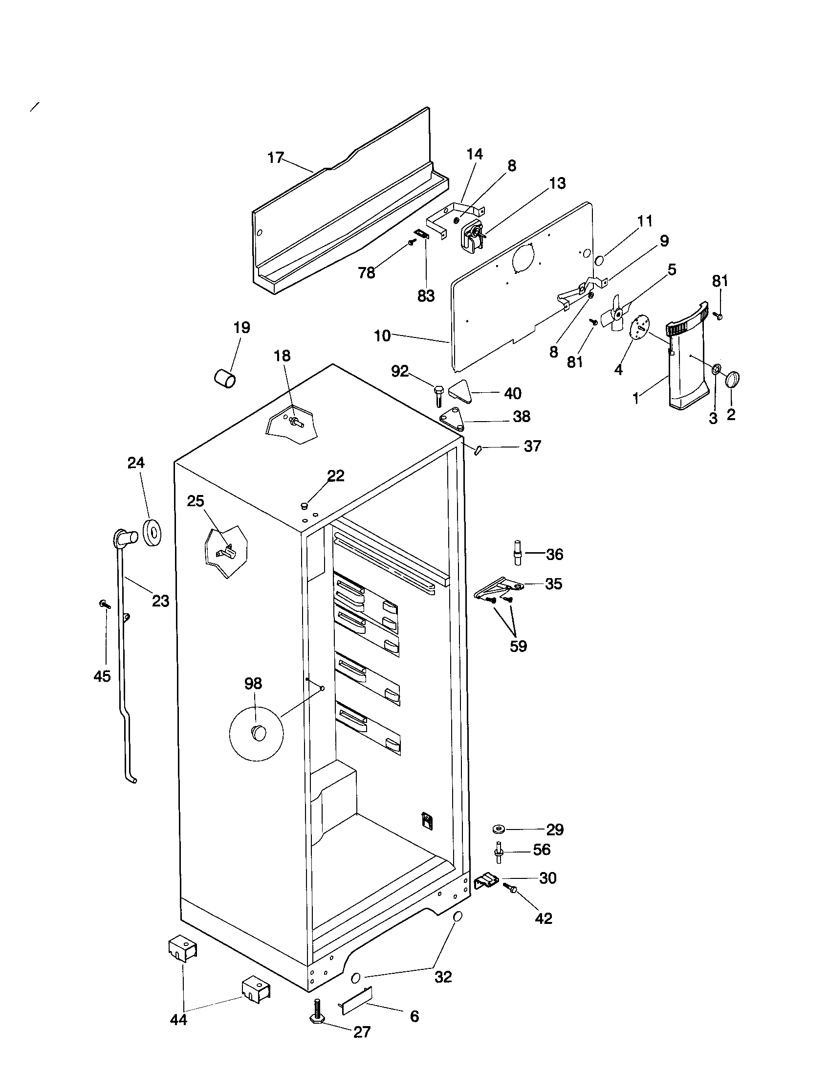 Frigidaire FRT13CRHD1 cabinet diagram