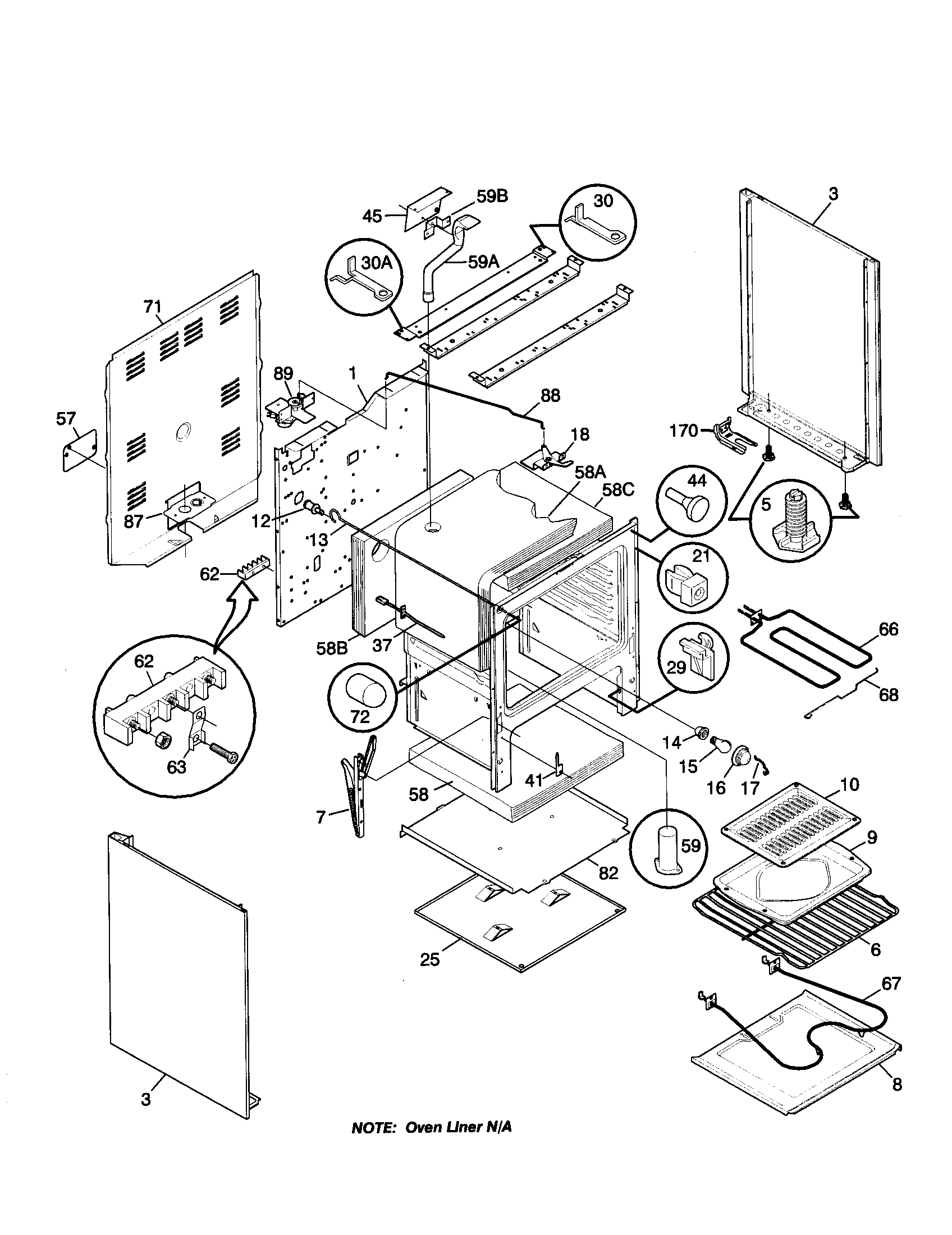 Tappan TEF365BHDA body diagram