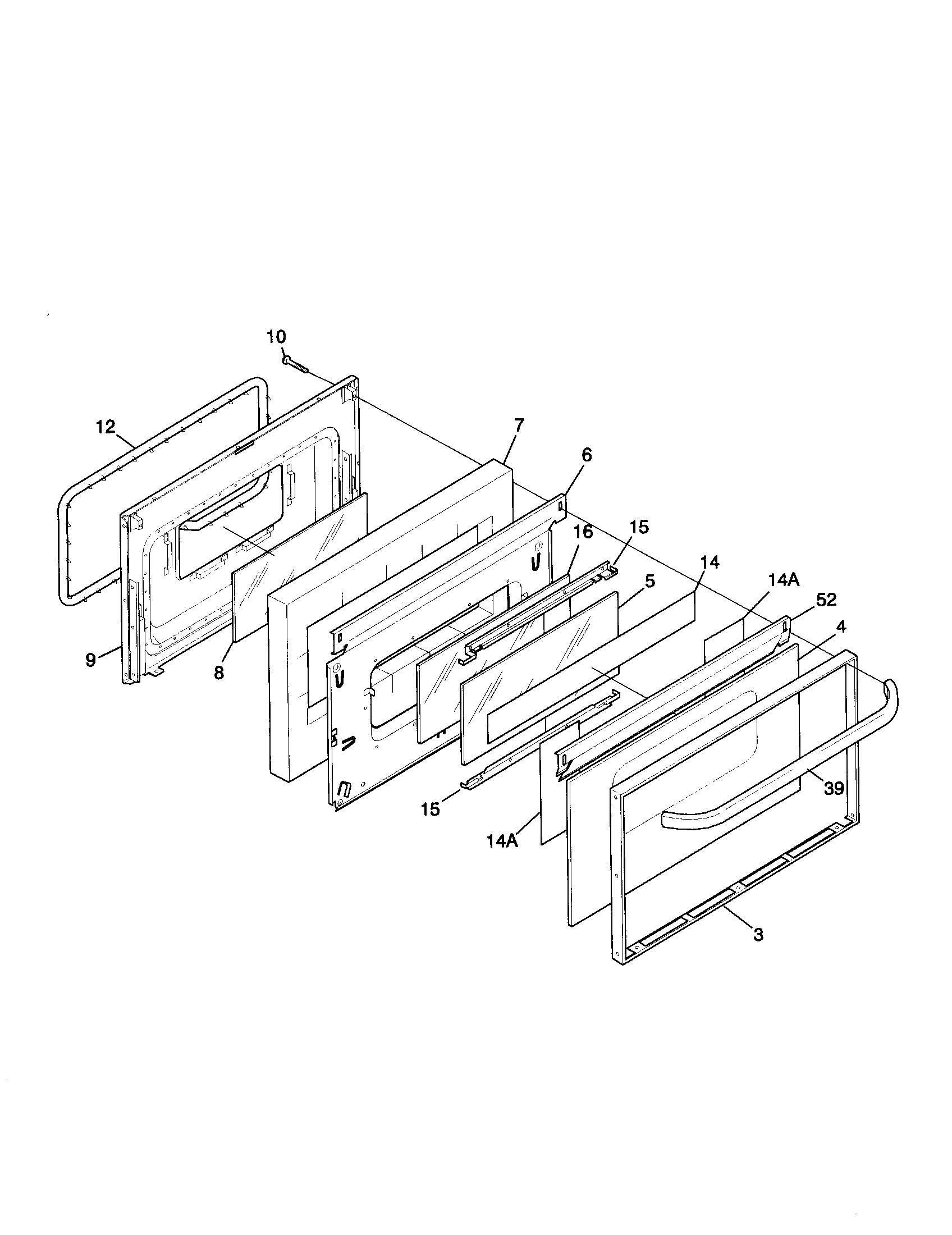 Tappan TEF365BHDA door diagram