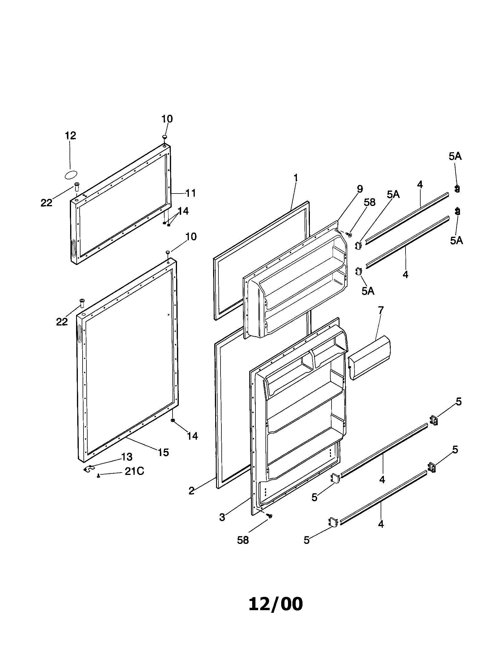 Frigidaire FRT16CNHD5 door diagram