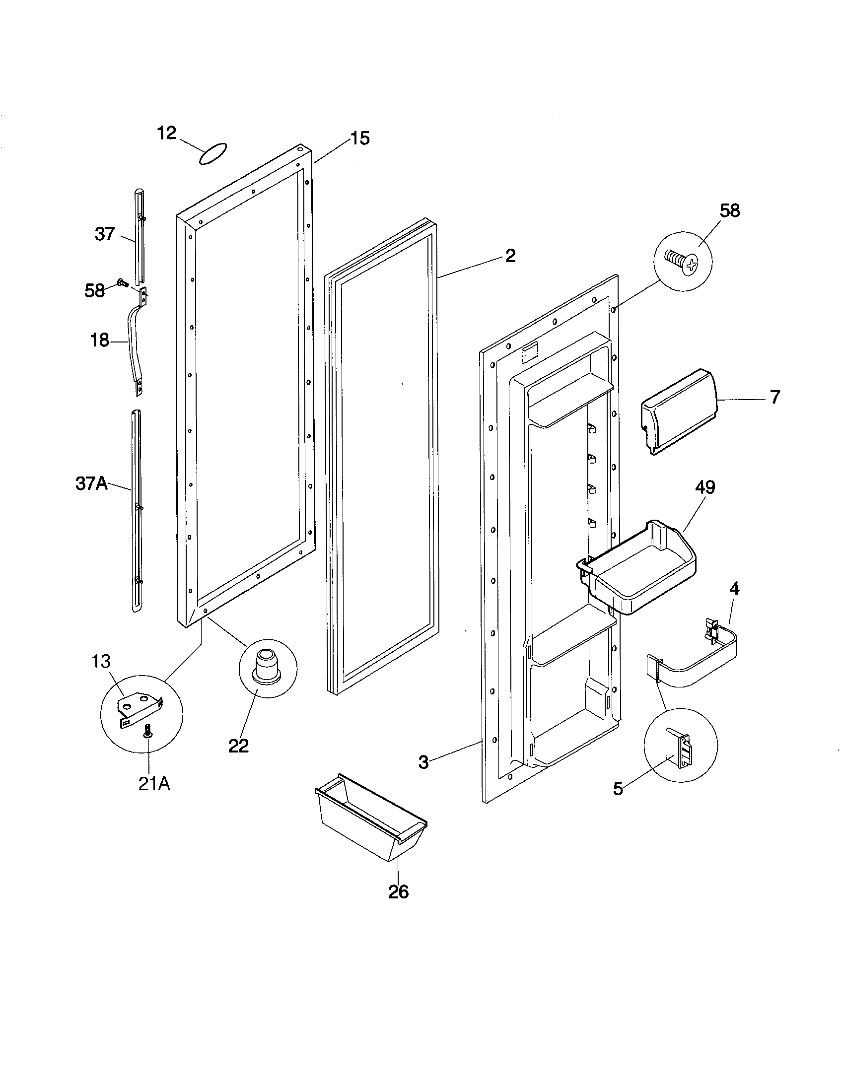 Frigidaire FRS20QRCW9 refrigerator door diagram