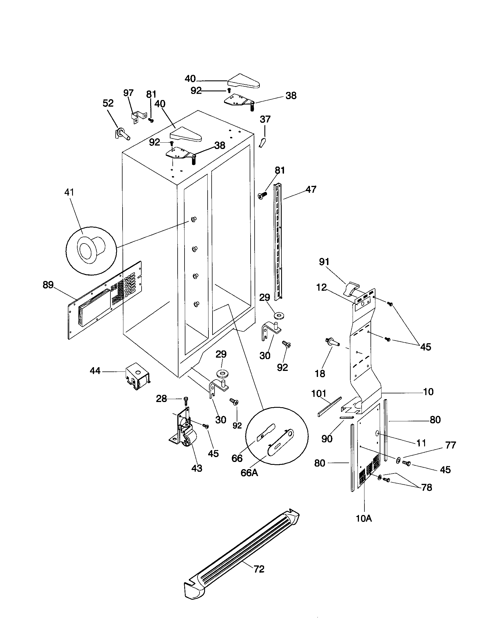 Frigidaire FRS20QRCW9 cabinet diagram