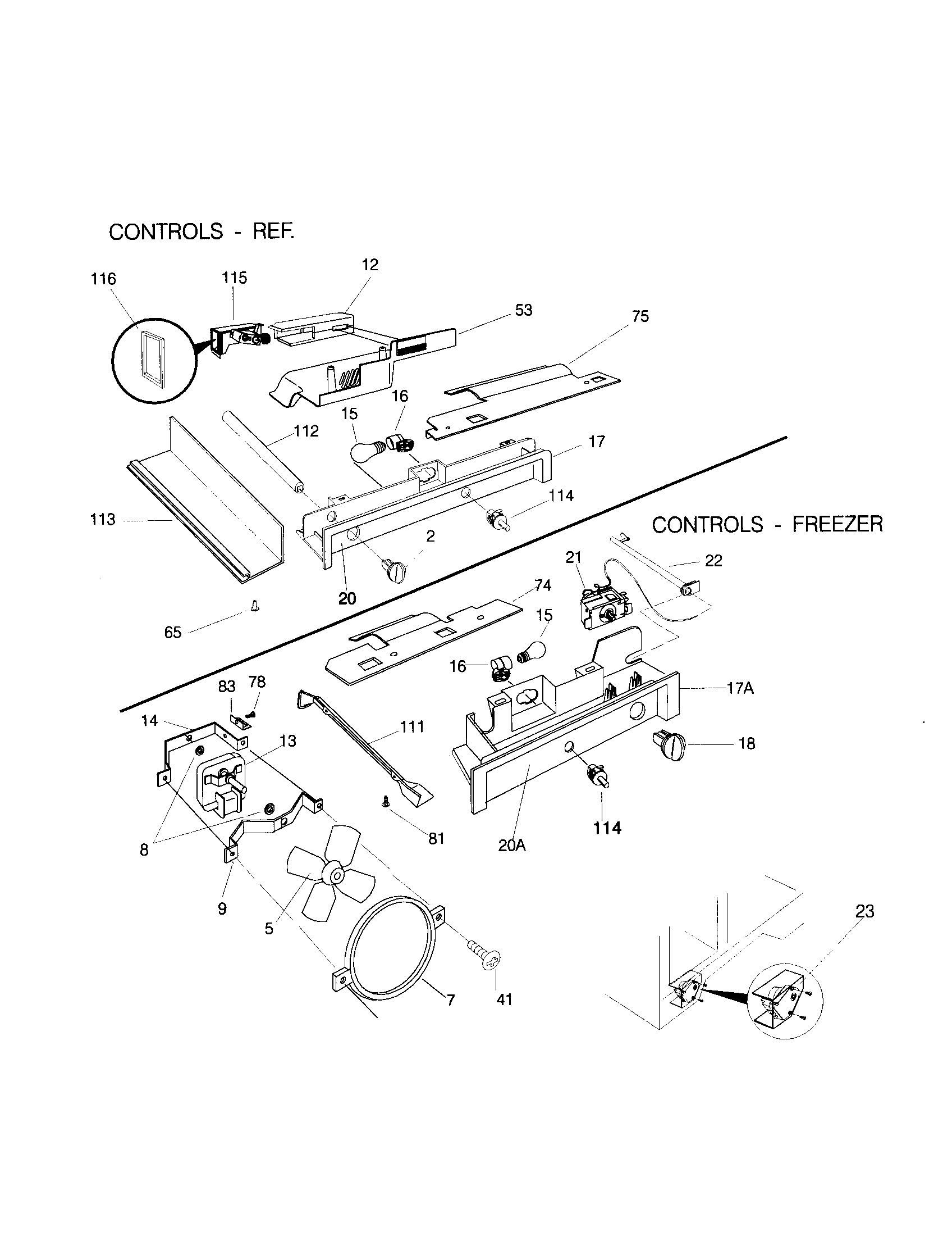 Frigidaire FRS20QRCW9 controls diagram