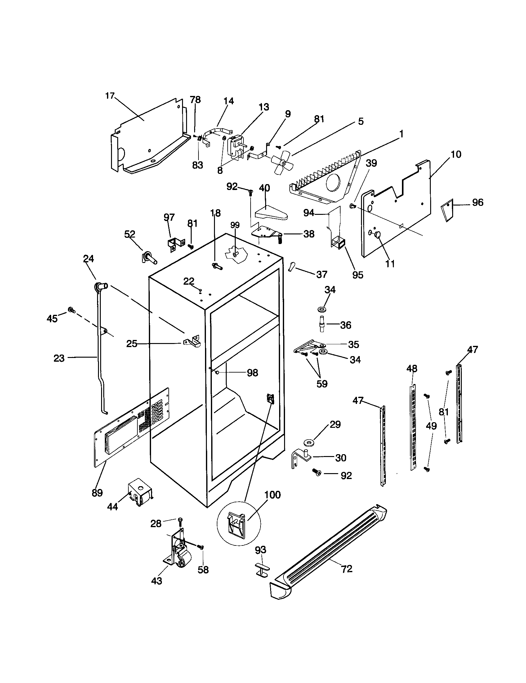 Frigidaire FRT22FR4JW1 cabinet diagram