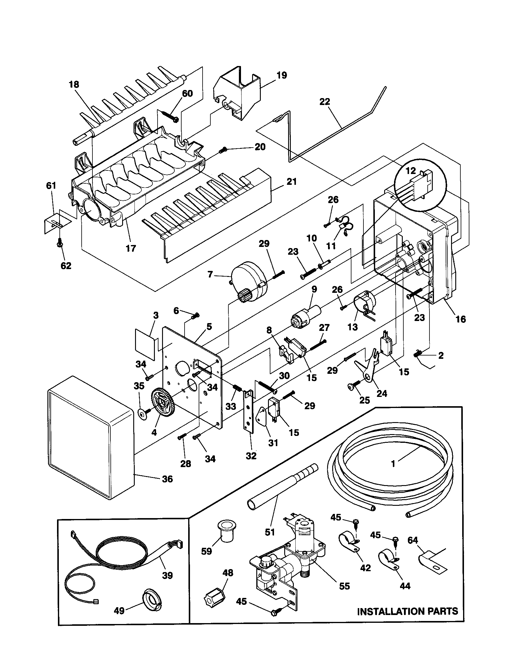 Frigidaire FRT22FR4JW1 ice maker diagram