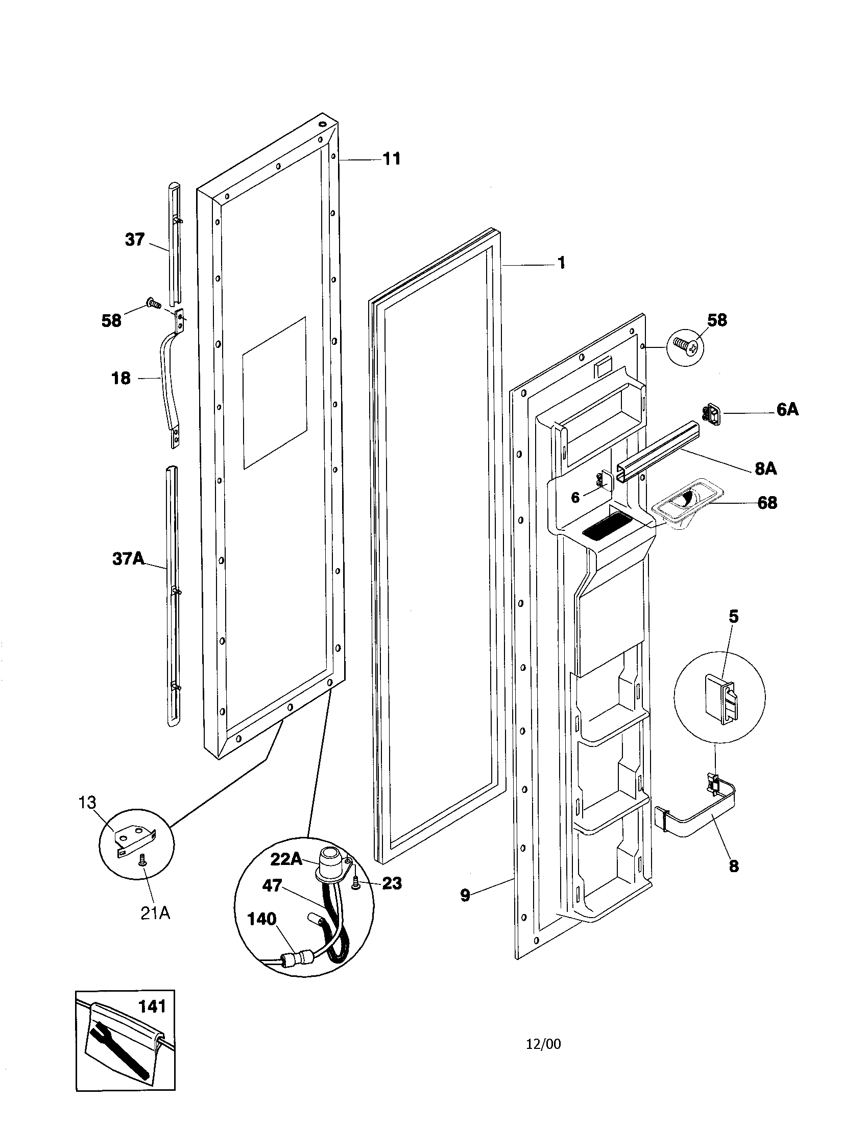 Frigidaire FRS26ZTHQ3 freezer door diagram